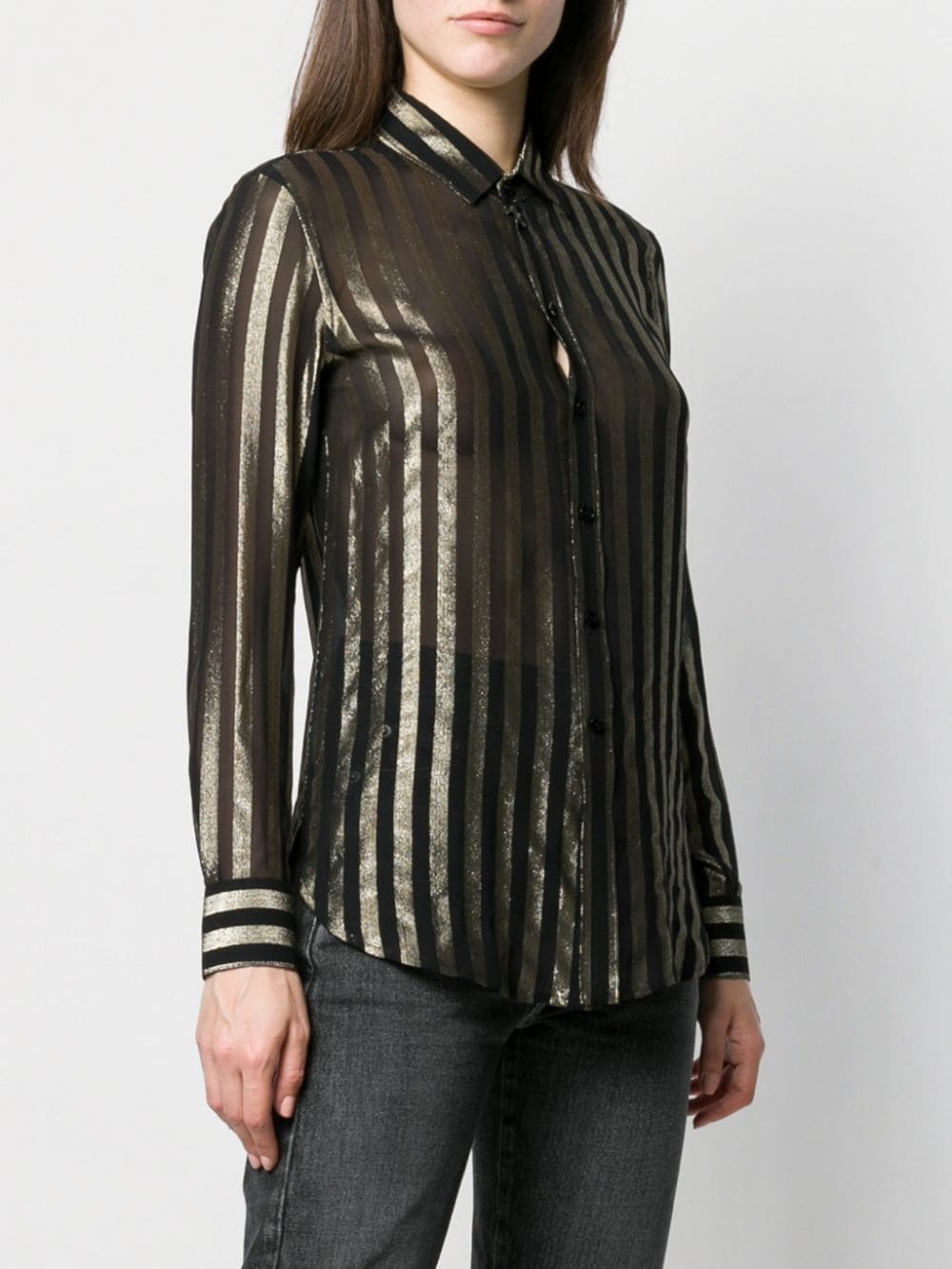 sheer stripe-pattern shirt - 3