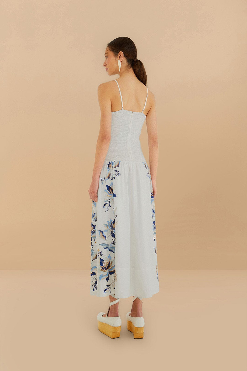 Off-White Mystic Blue Lotus Dreamscape Lenzing™ Ecovero™ Euroflax™ Midi Dress 4