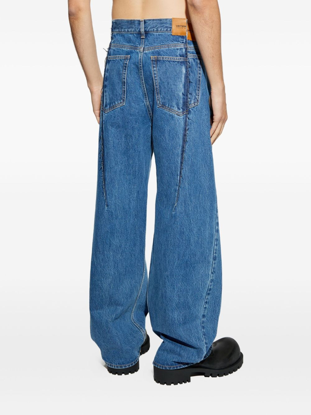 frayed-detail balloon jeans - 4