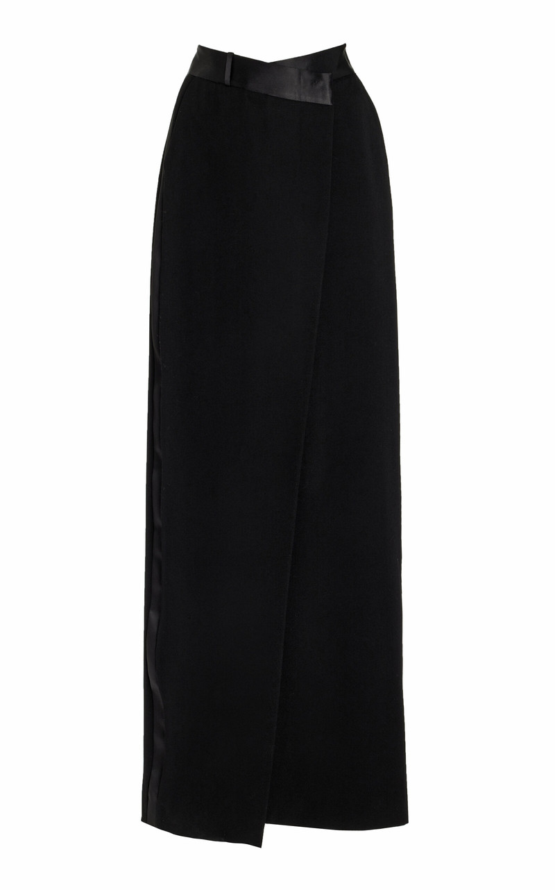 Clarisse Satin Combo Overlap Maxi Skirt black 1