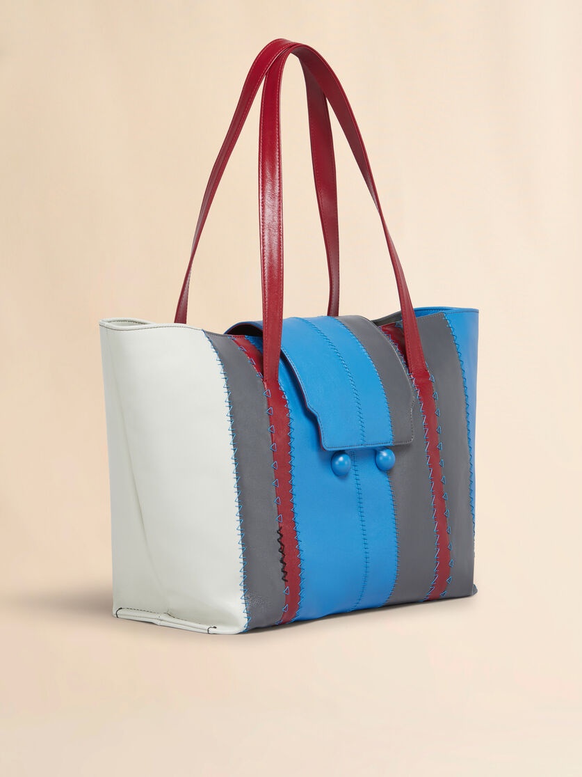 LIGHT BLUE, GREY, AND WHITE LEATHER TRUNKAROO LARGE BAG - 5