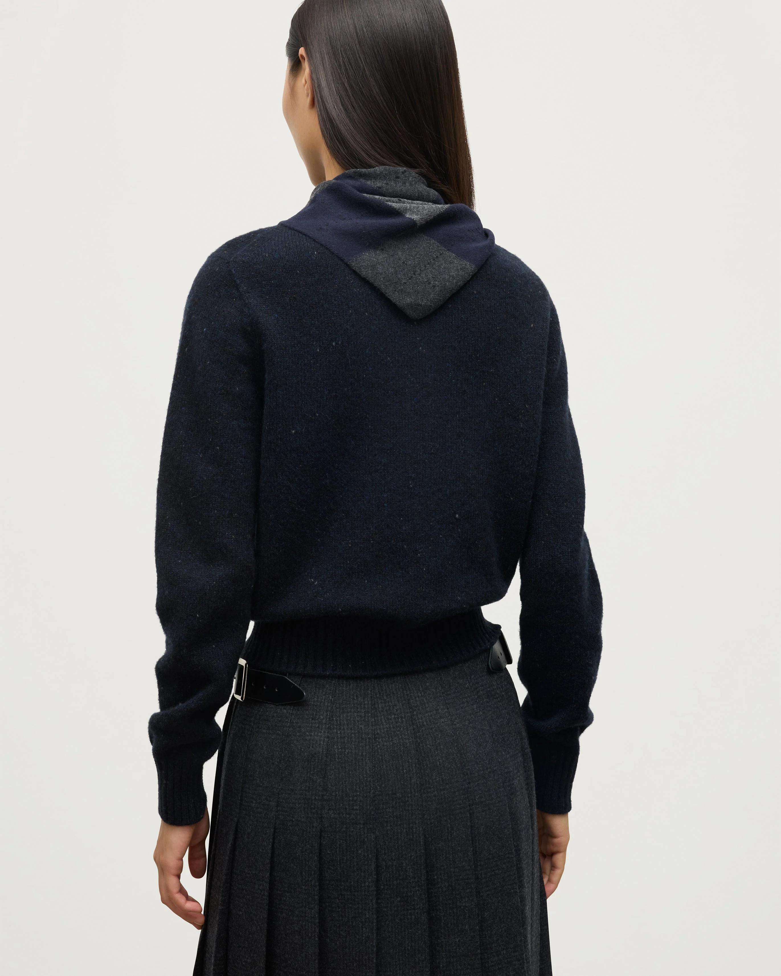 Clan Dark Navy Argyle Cashmere Bandana - 1