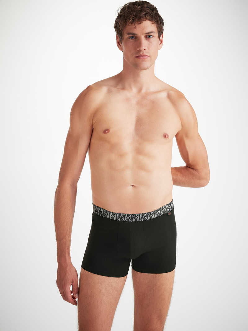 Men's Boxer Briefs Pima Cotton Stretch Black Rope Print 1
