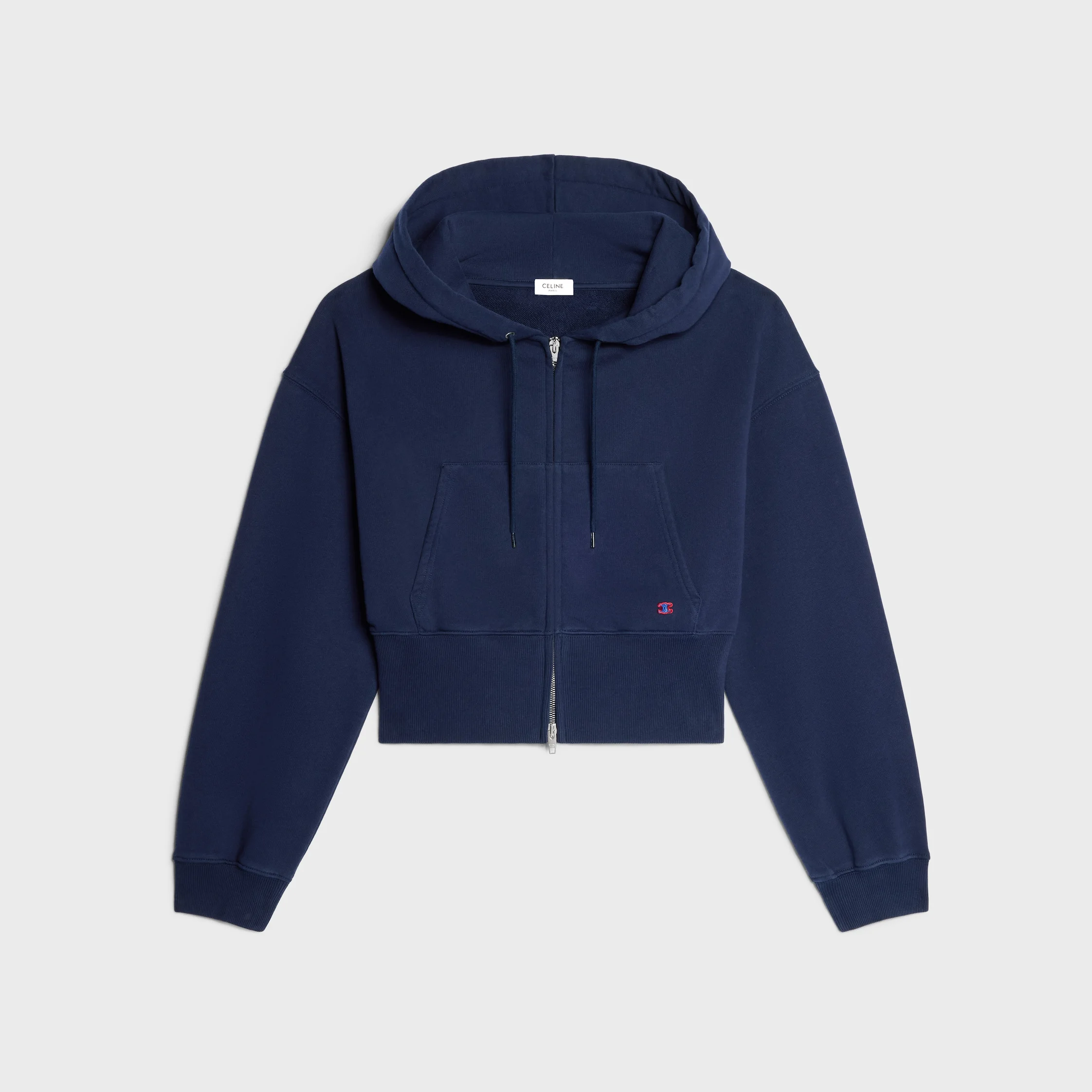 cropped zipped hoodie IN cotton fleece - 1