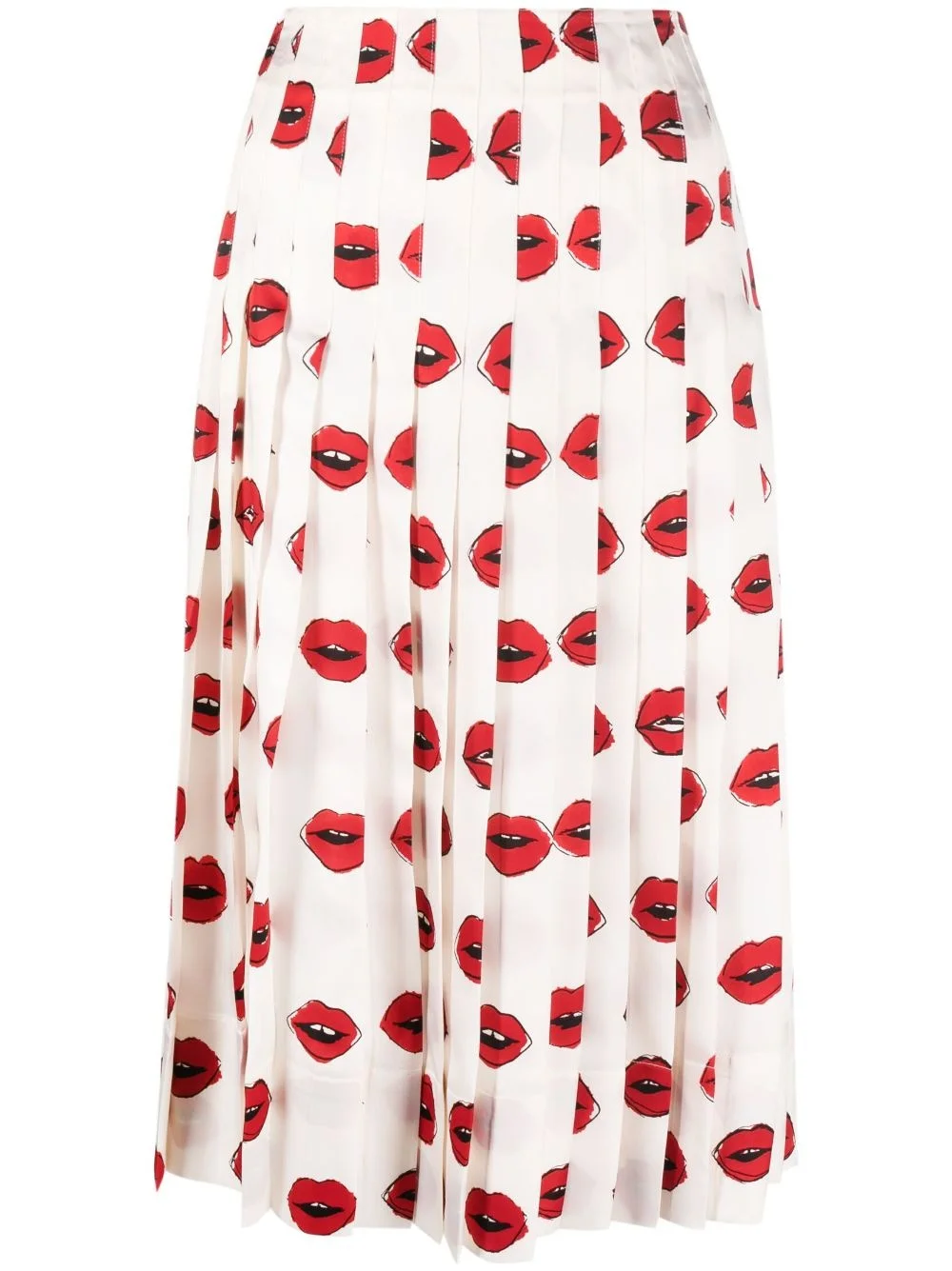 Tudi lip-print pleated skirt - 1