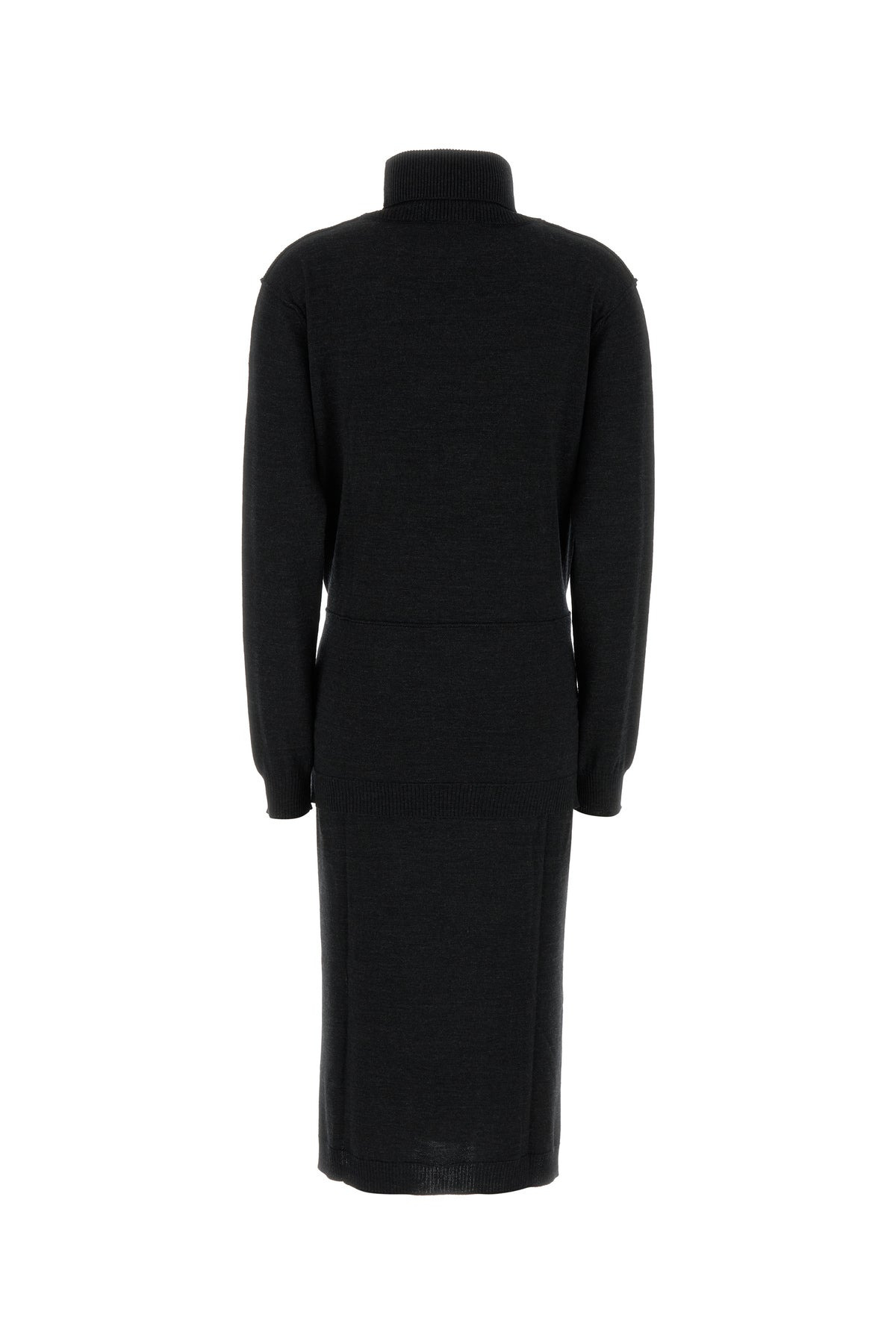 Charcoal wool and acrylic Trompe L'oeil sweater dress - 2