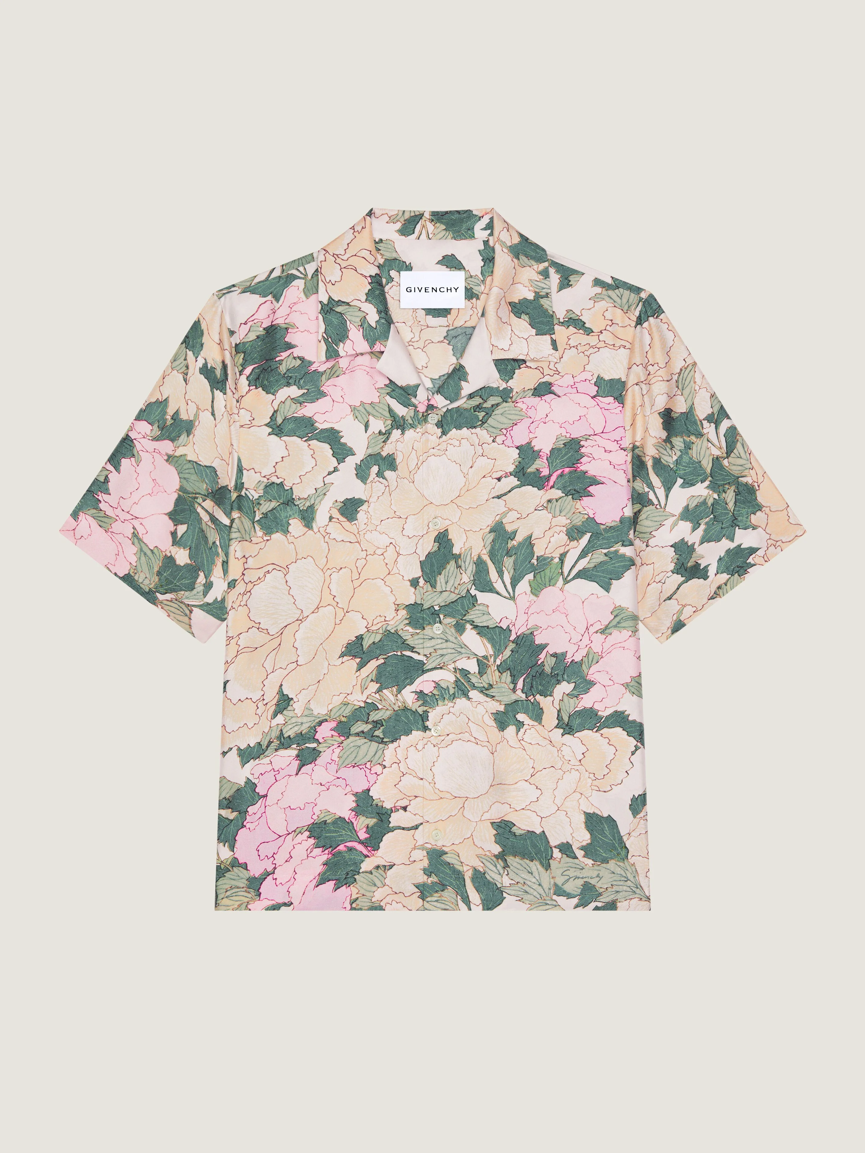 SHIRT IN SILK WITH PASTEL FLOWERS PRINT - 1