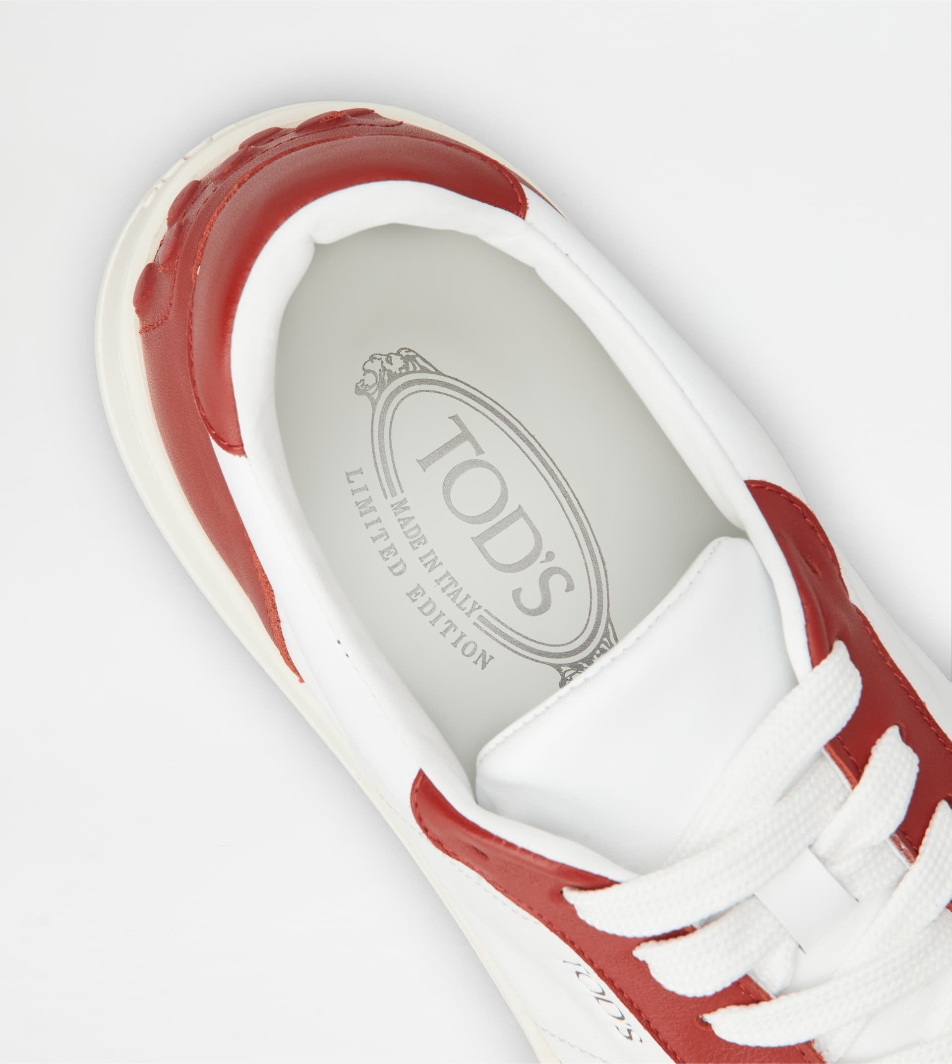 SNEAKERS IN LEATHER - WHITE, RED - 5