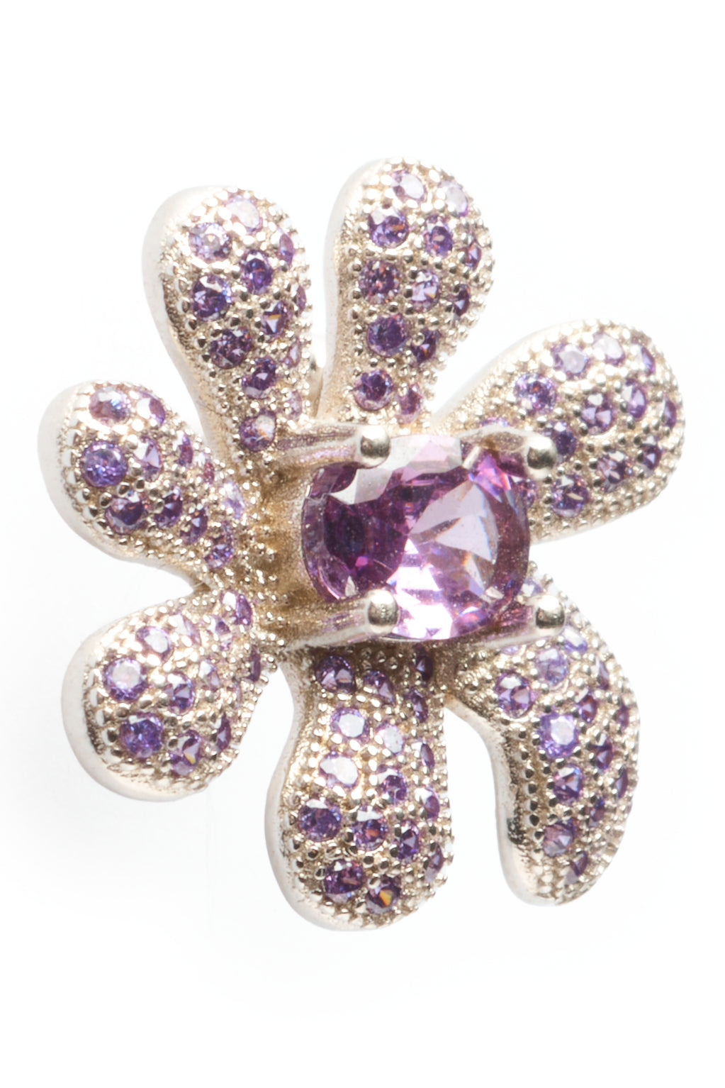 AMETHYST PAVE SQUASHED BLOSSOM EARRING - 4