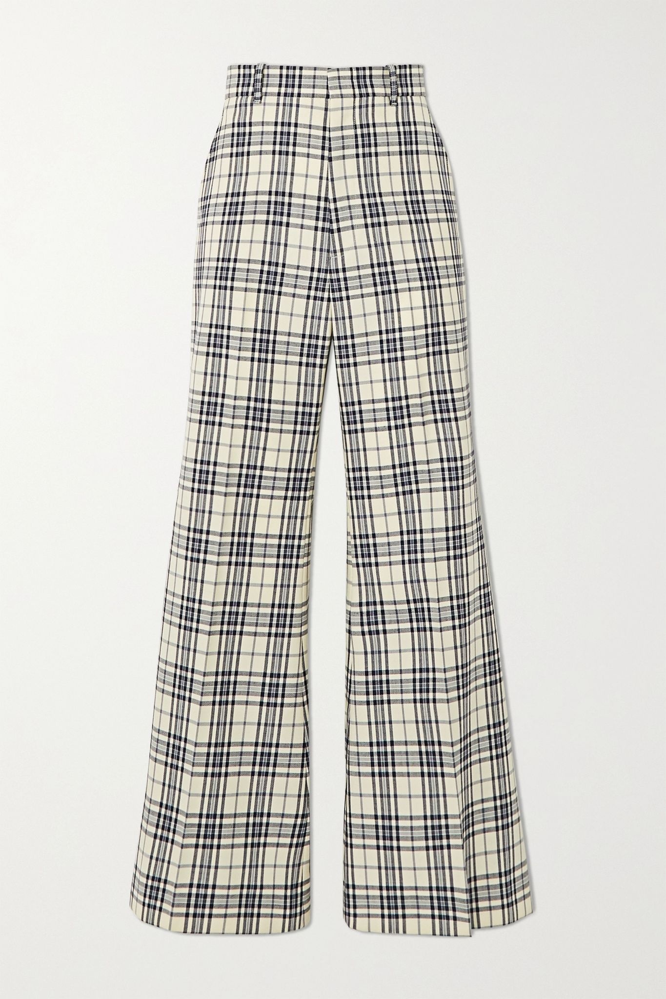 Prince of Wales checked wool flared pants - 1