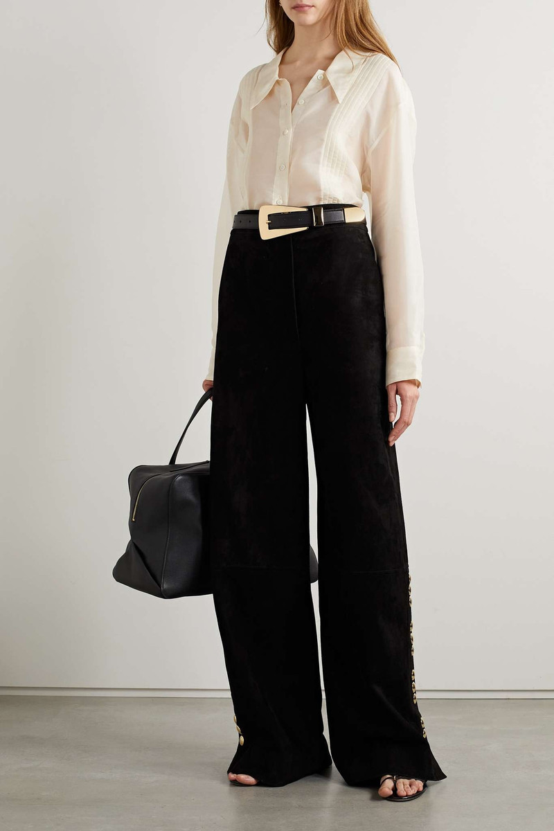 KHAITE Nori pintucked silk-organza shirt outlook