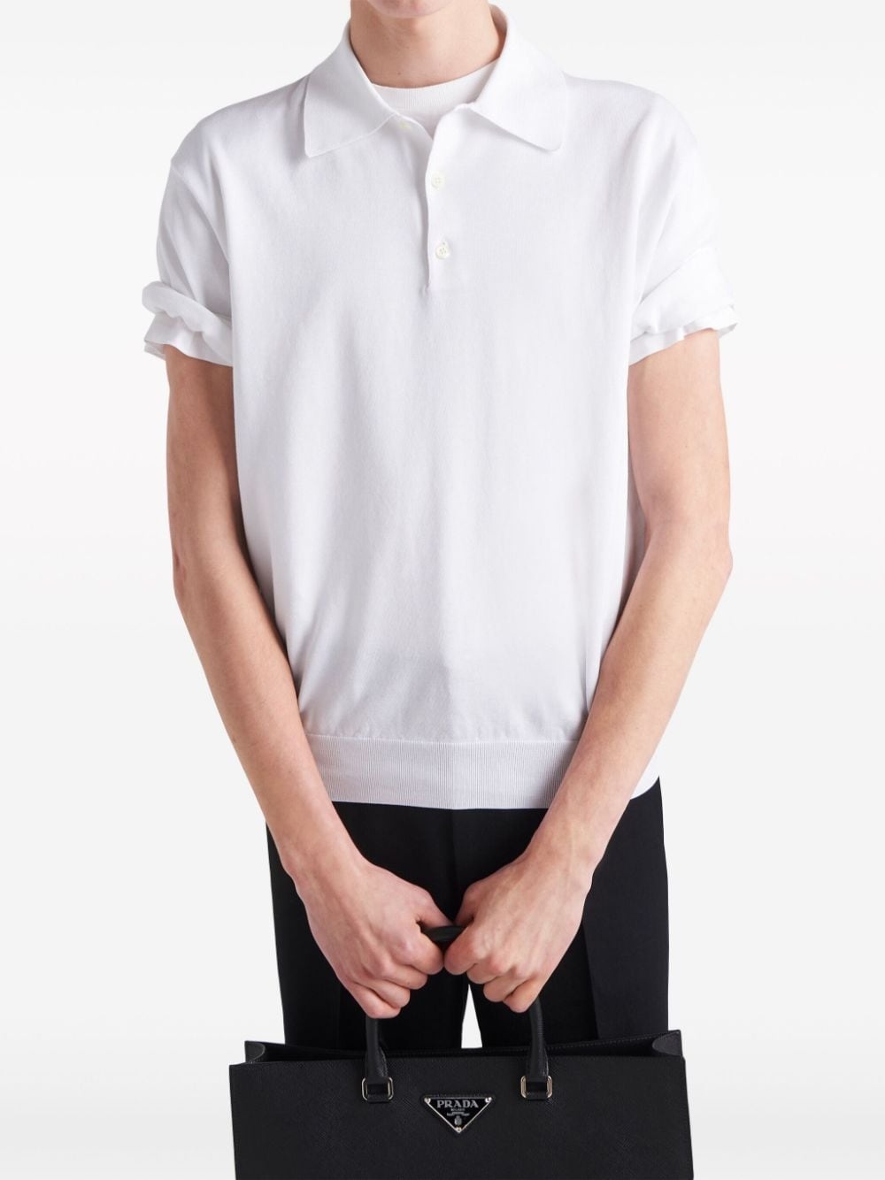 Triangle-logo cotton polo shirt - 4