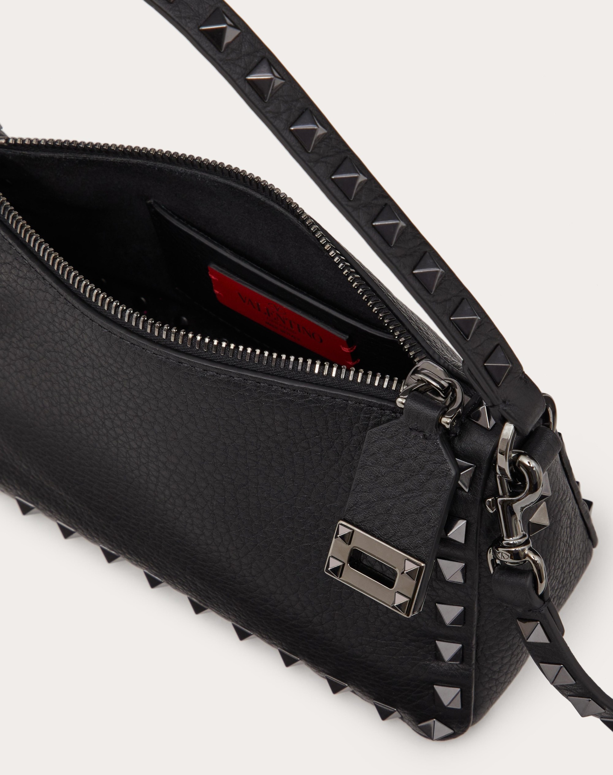 SMALL ROCKSTUD GRAINY CALFSKIN HANDBAG