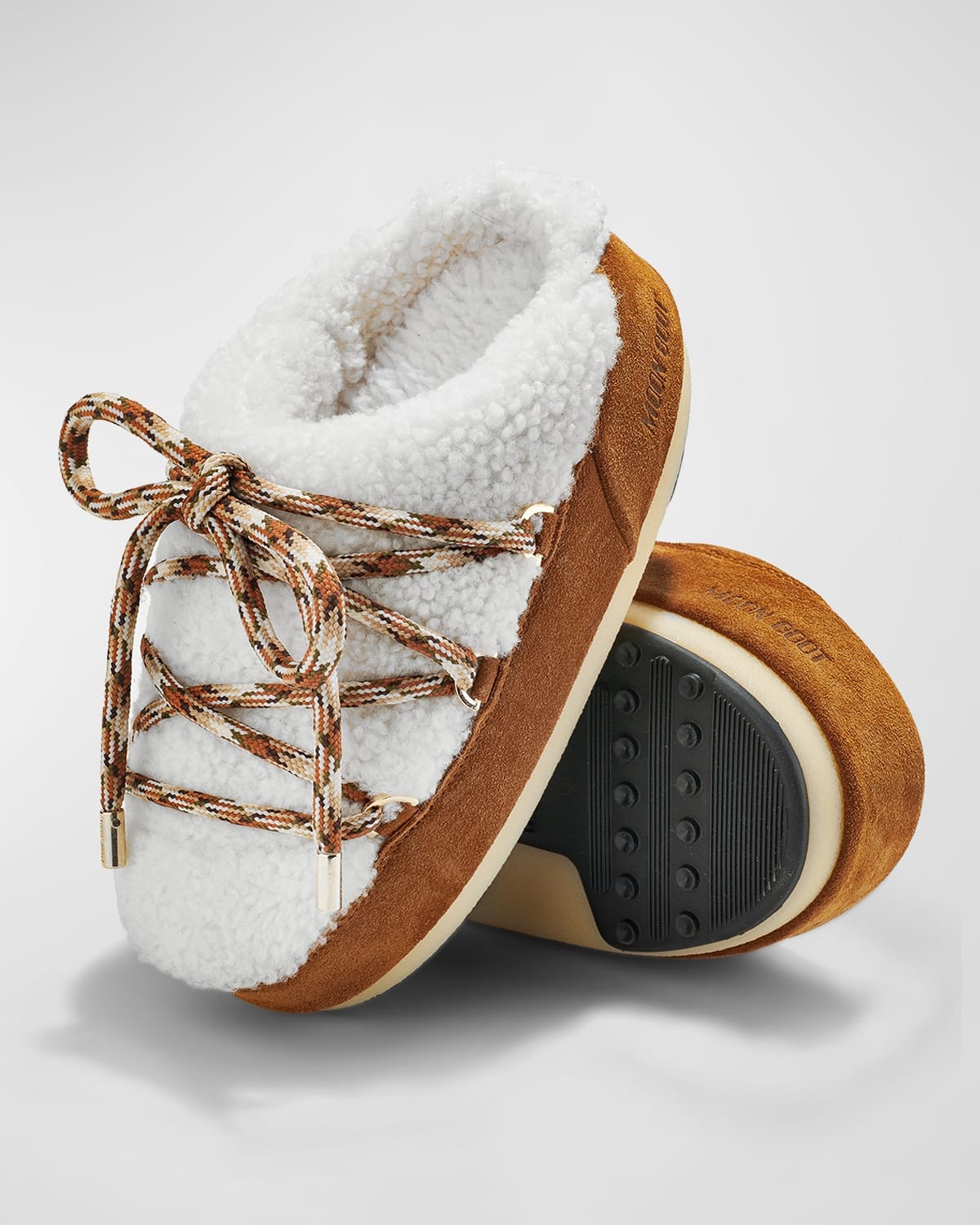 Suede Shearling Lace-Up Mules - 4