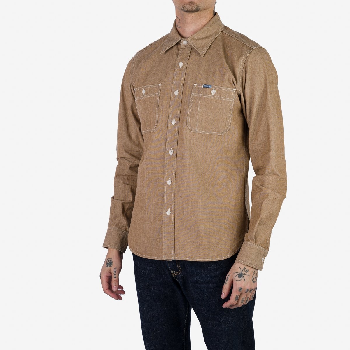 IHSH-363-MOC 10oz Organic Chambray Work Shirt - Mocha - 2