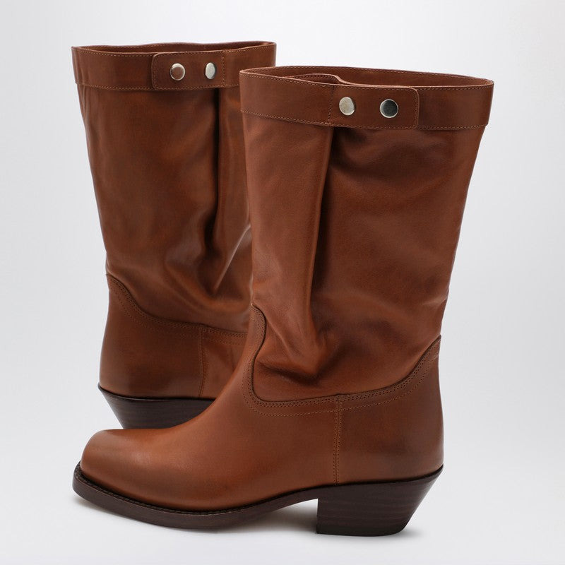 Isabel Marant Ademe Havana Leather Biker Boot Women - 4