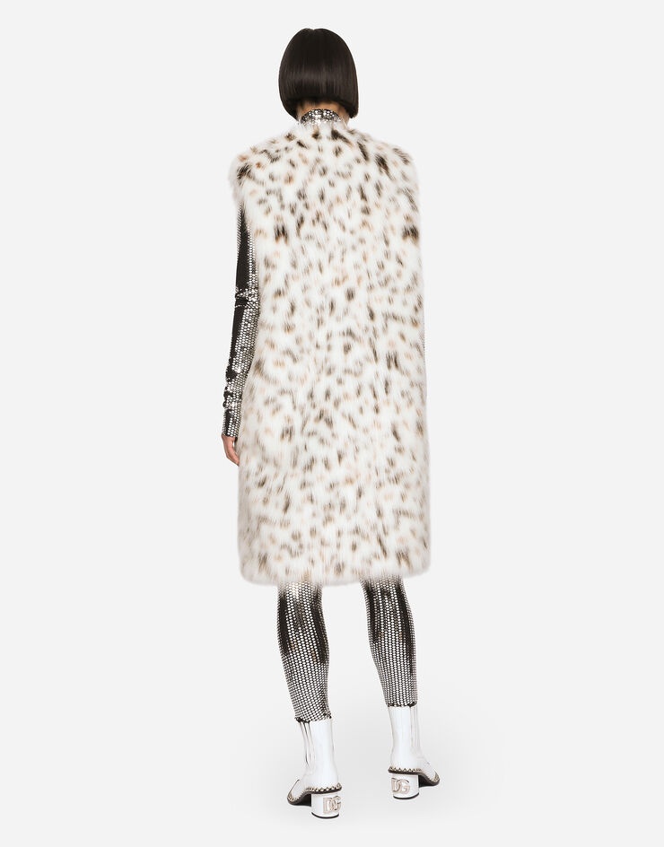 Long lynx-effect faux fur vest - 3