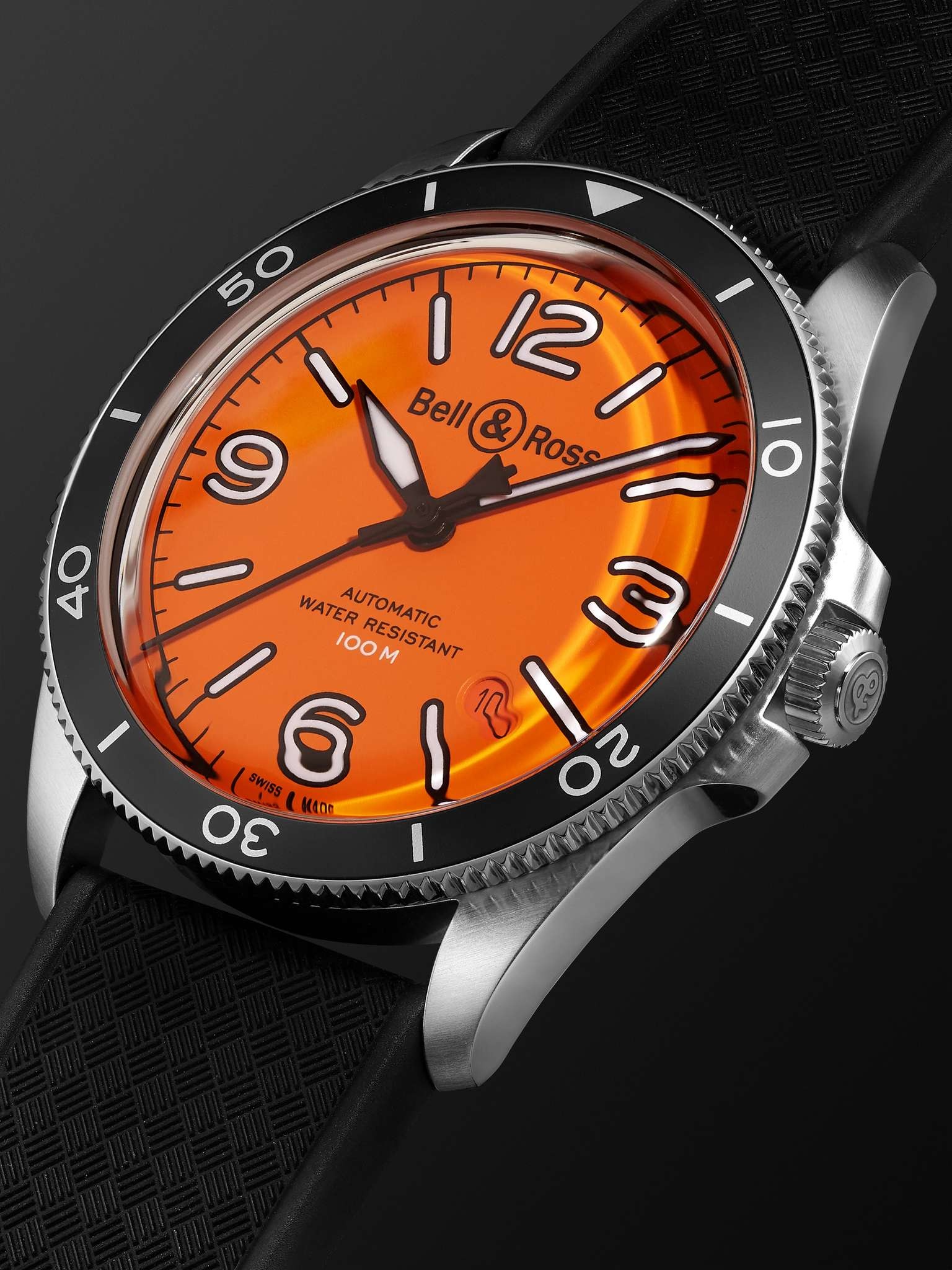 BR V2-92 Orange Limited Edition Automatic 41mm Stainless Steel and Rubber Watch, Ref.No. BRV292-O-ST - 4