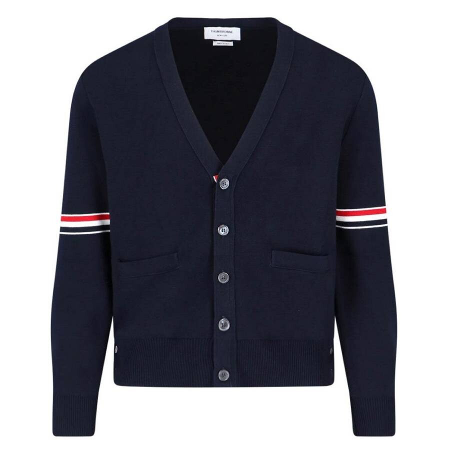Thom Browne Stripe Detailed Milano V-Neck Cardigan - 5