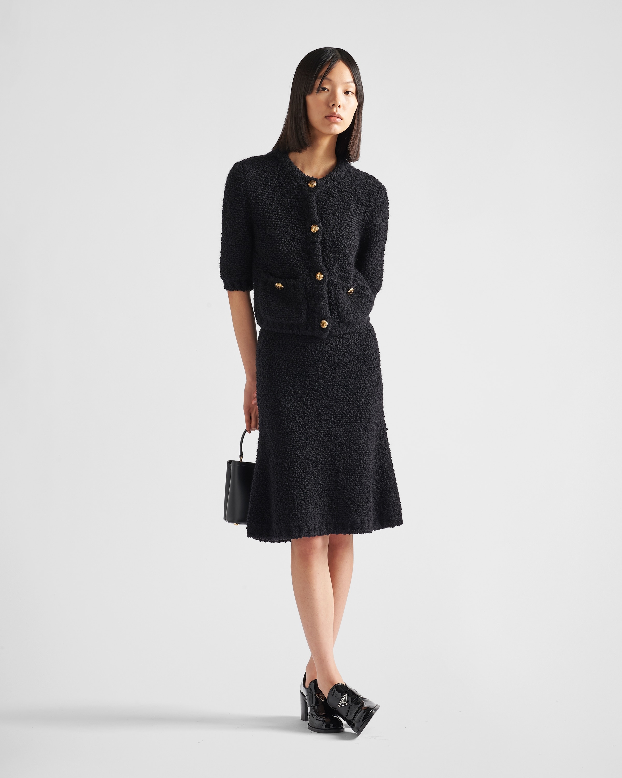 【プラダ・PRADA】Boucle mohair knit skirt Prada Bouclé mohair knit skirt | farfetch | REVERSIBLE