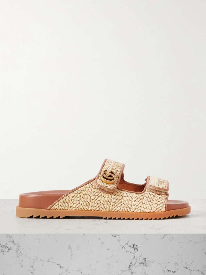 Moritz grosgrain-trimmed raffia sandals 1