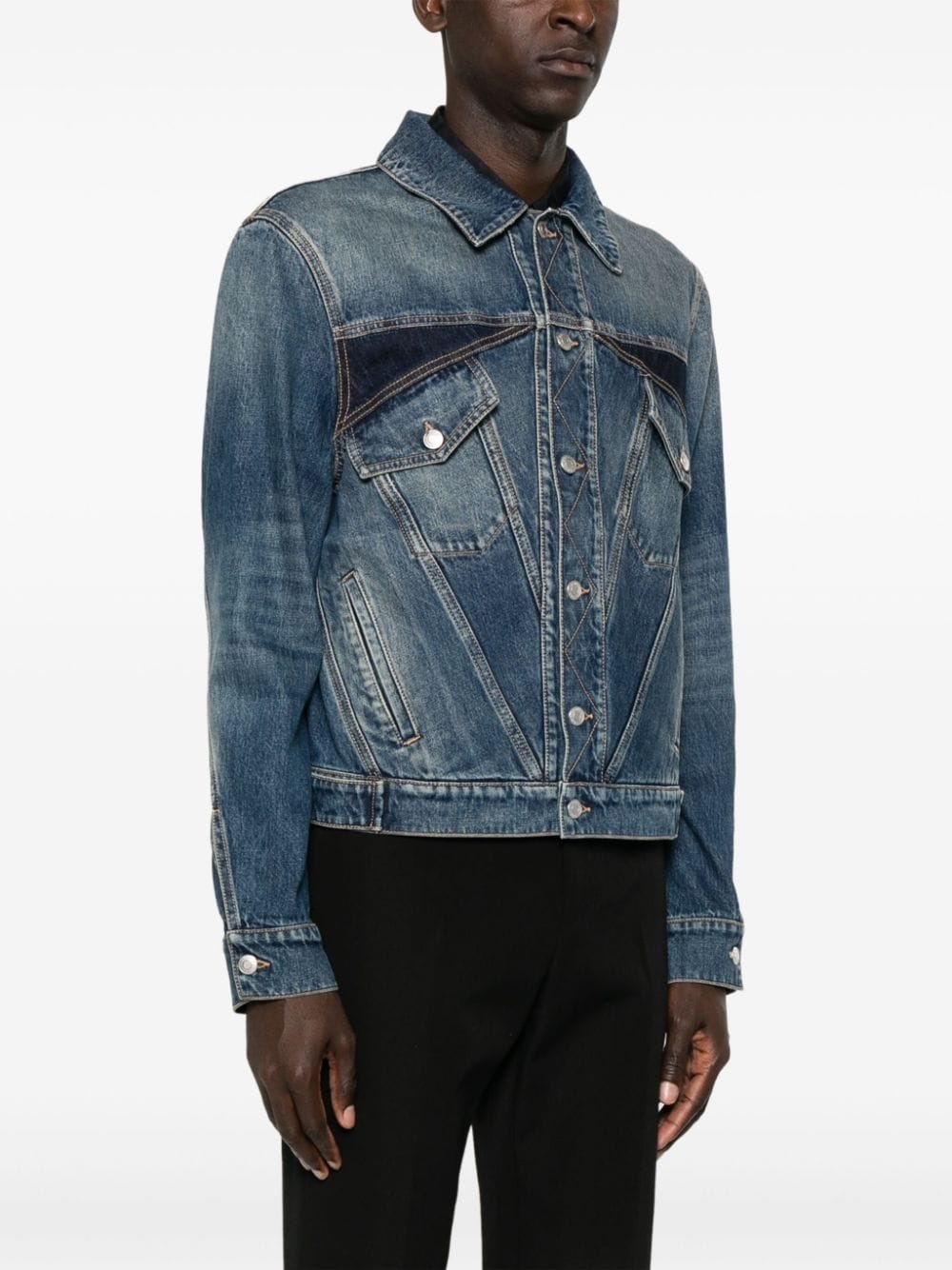 panelled denim jacket - 3