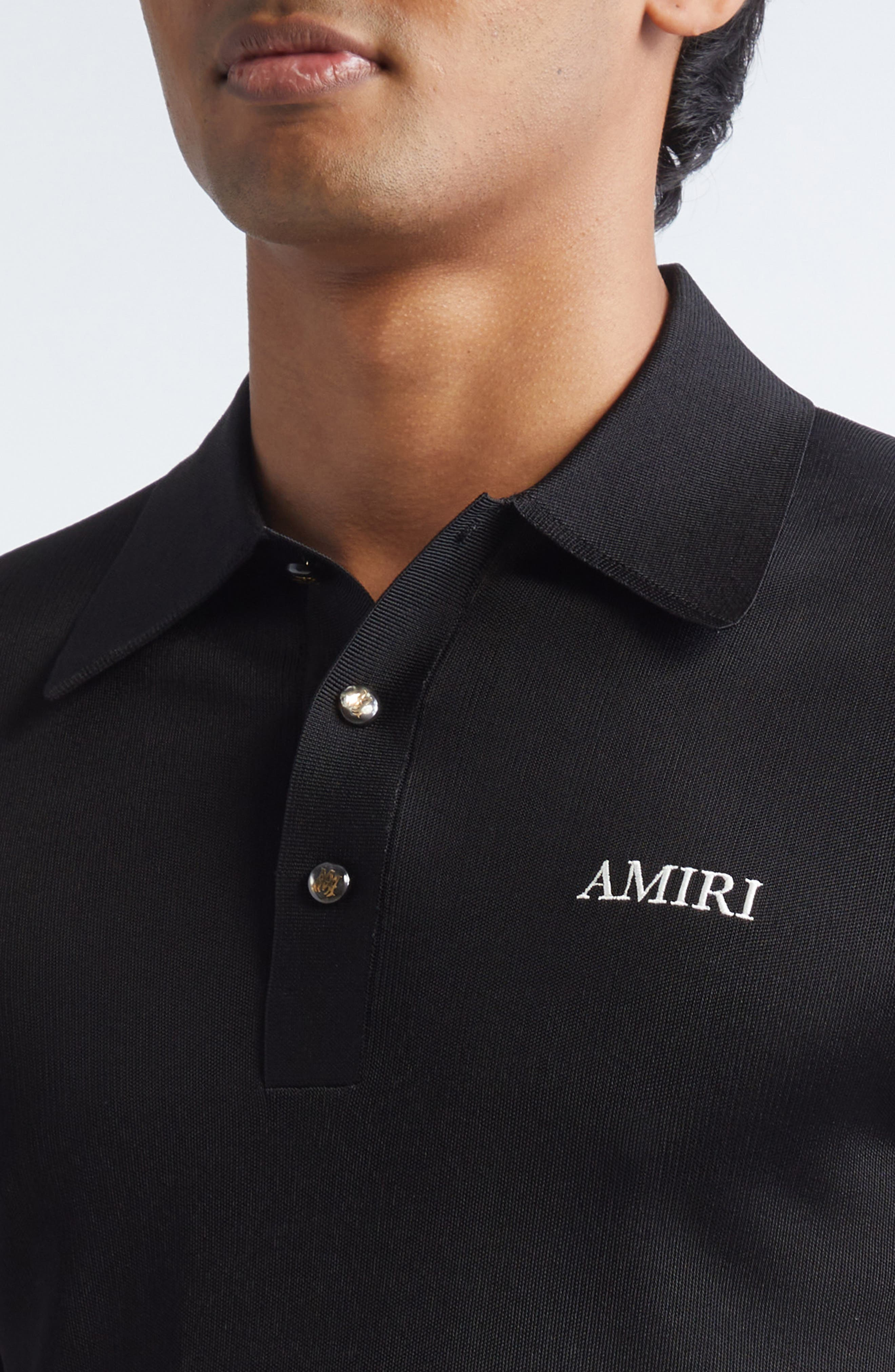 AMIRI Spirit Logo Embroidered Polo in Black at Nordstrom - 5