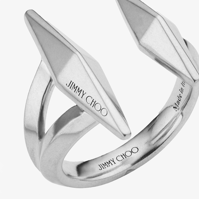 Double Diamond Ring Silver Finish Double Ring 3