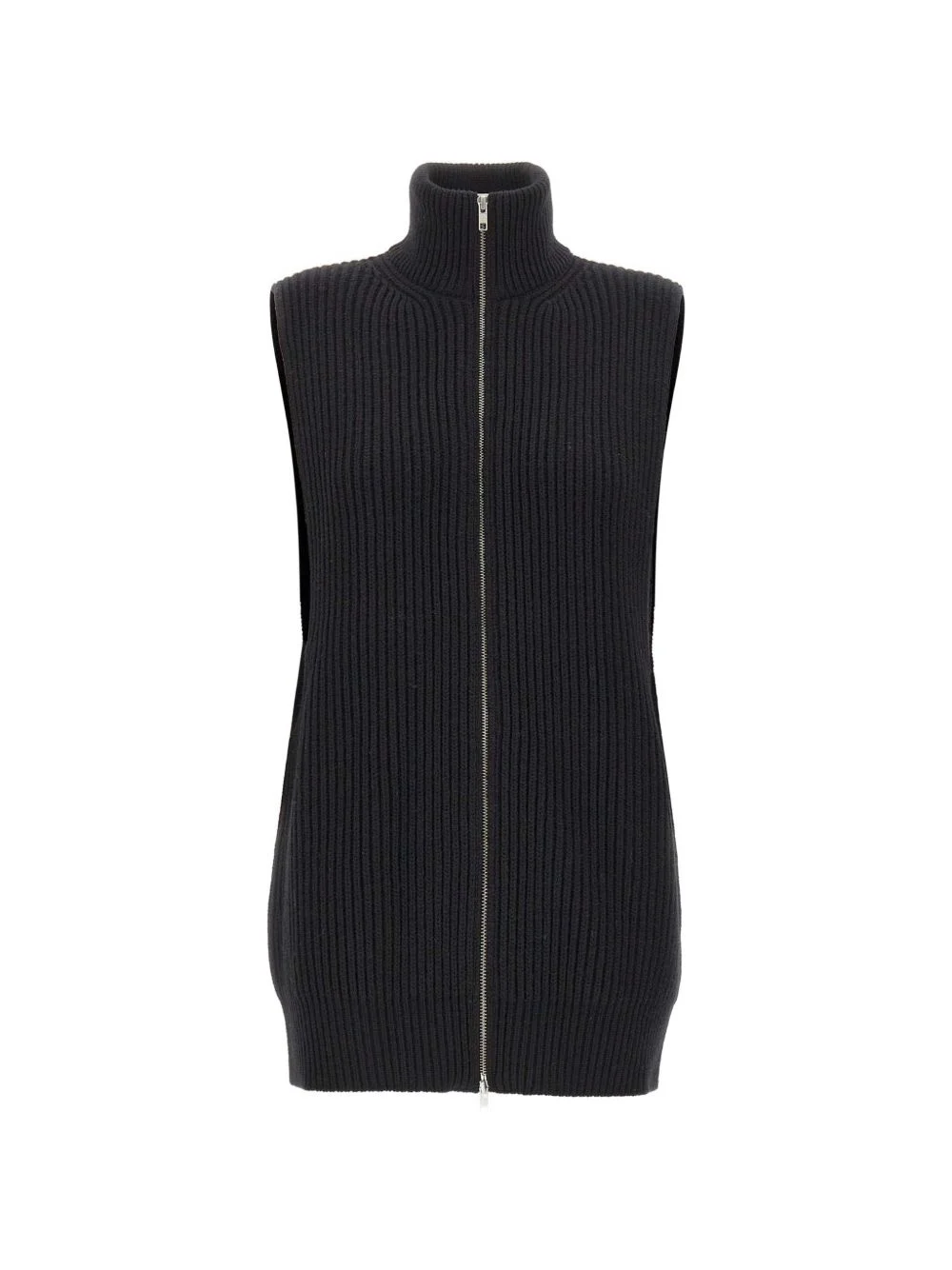 ribbed-knit zip-up cardigan - 1