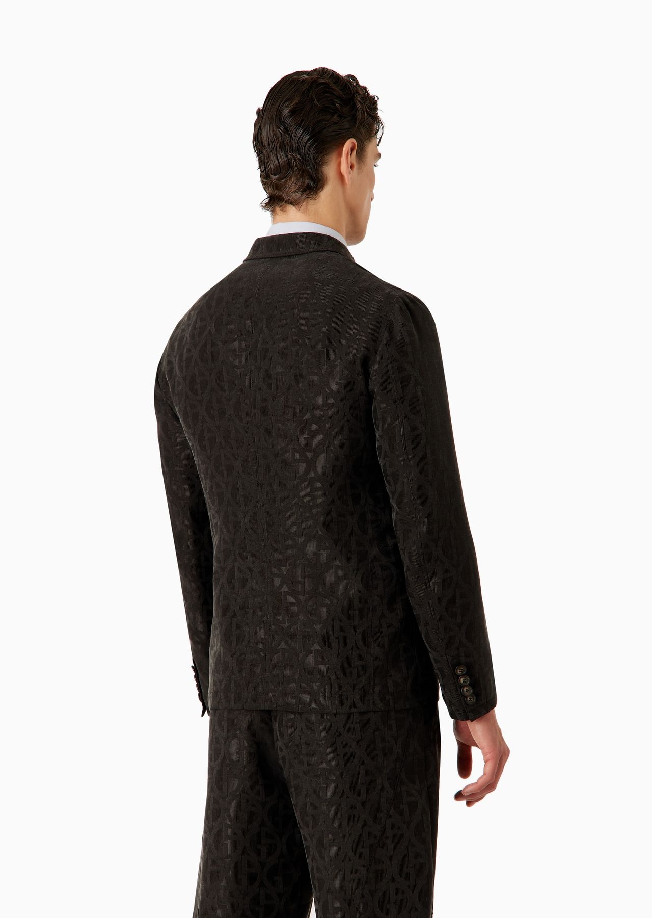 Single-breasted jacket in cupro jacquard with all-over ASV monogram logo - 3