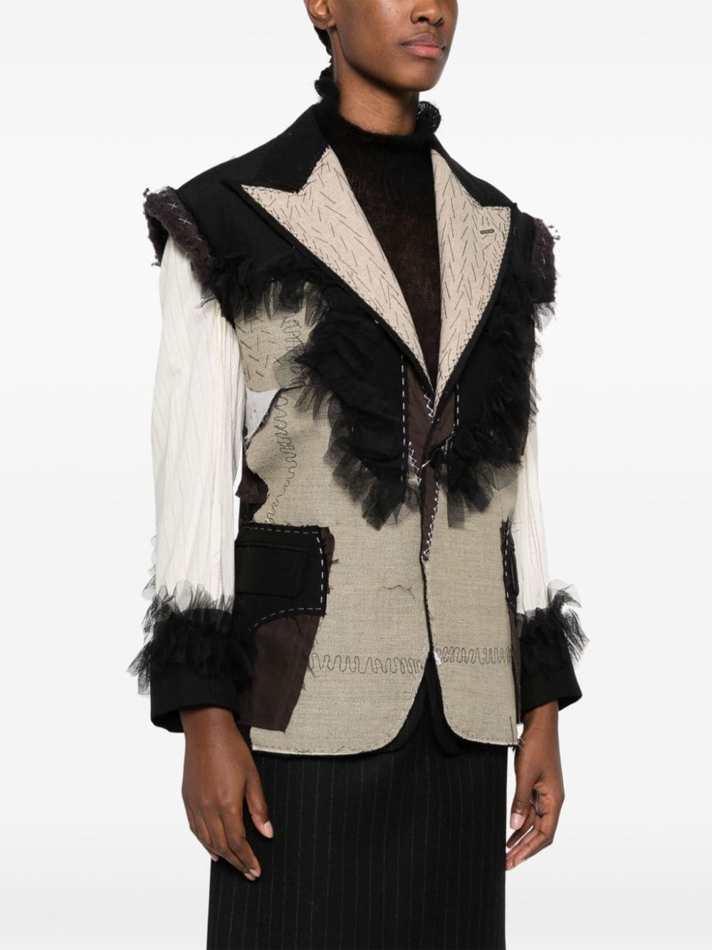 deconstructed-design single-breasted blazer - 3