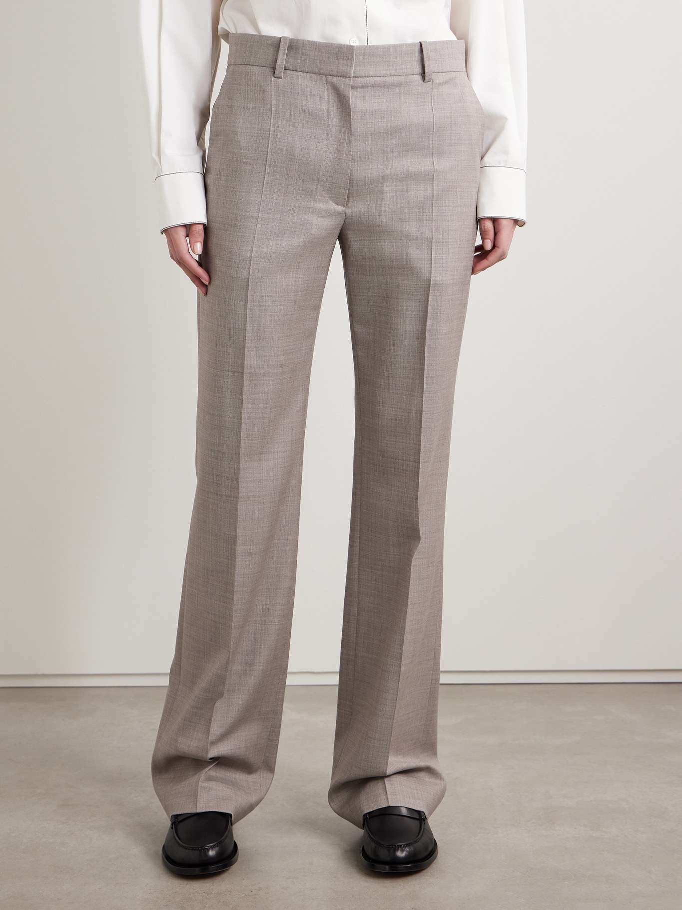 Diane wool-blend straight-leg pants Taupe - 3