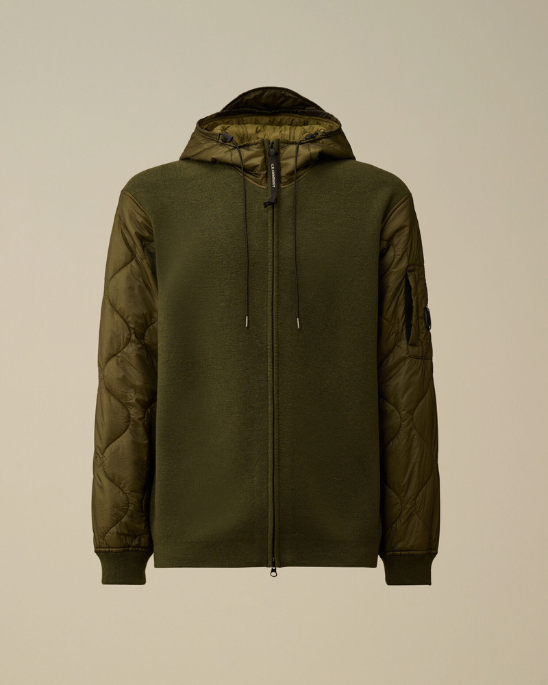 Extrafine Merino Wool Mixed Hooded Zip Sweater 1