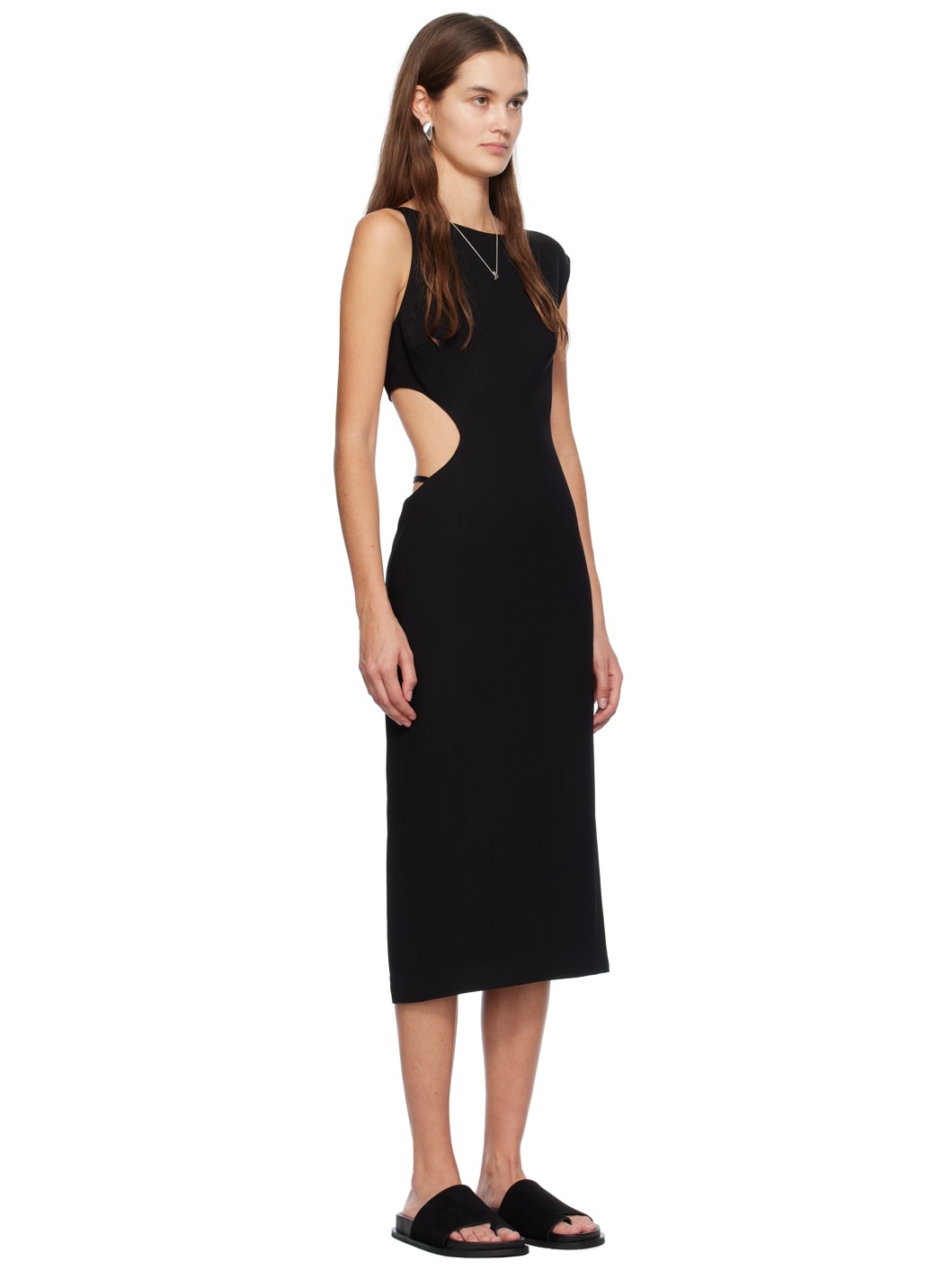 Black Arc Cutout Midi Dress - 2