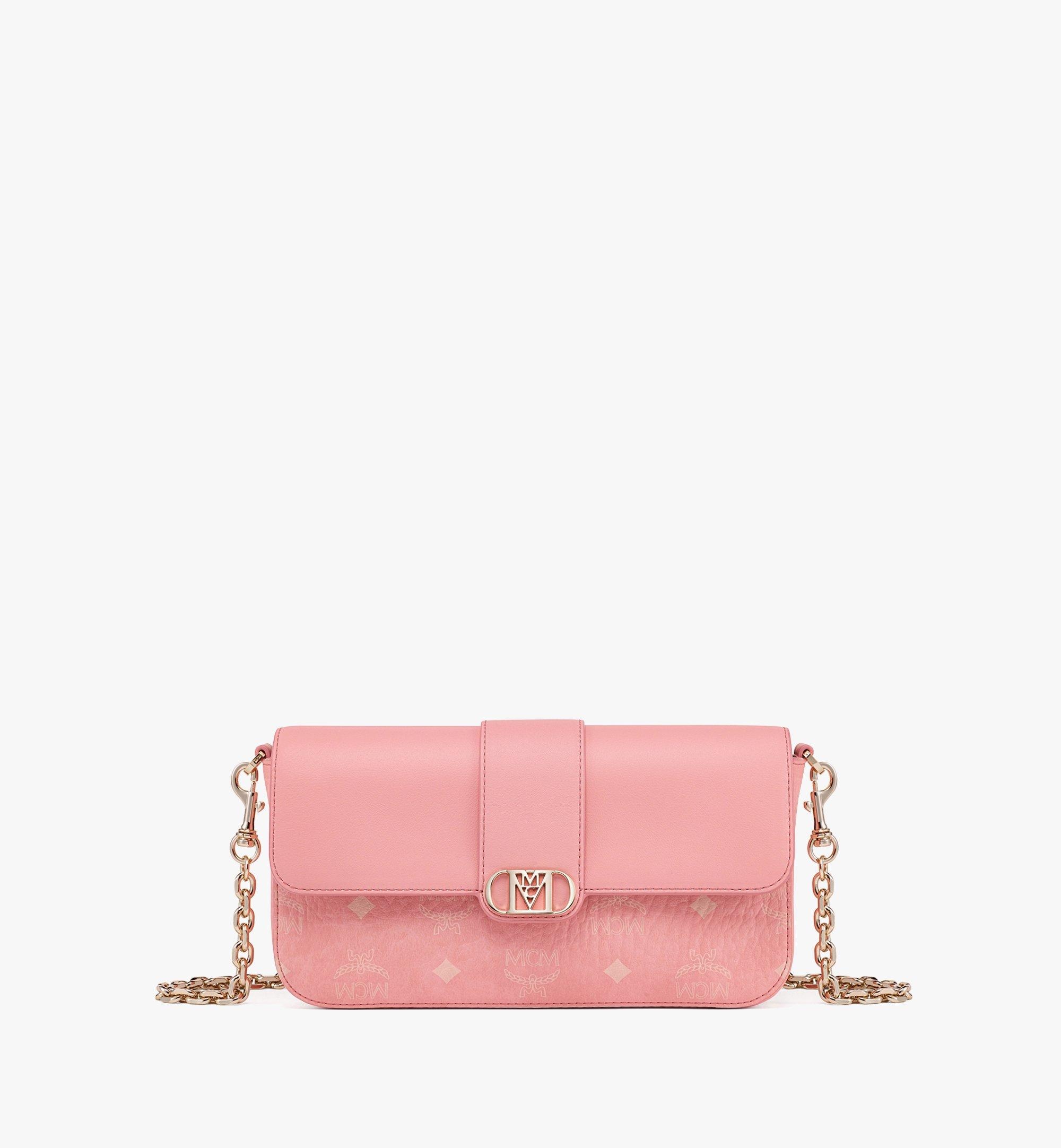 MCM Visetos Monogram Logo Crossbody Bag Pink in Leather with Gold-tone - US