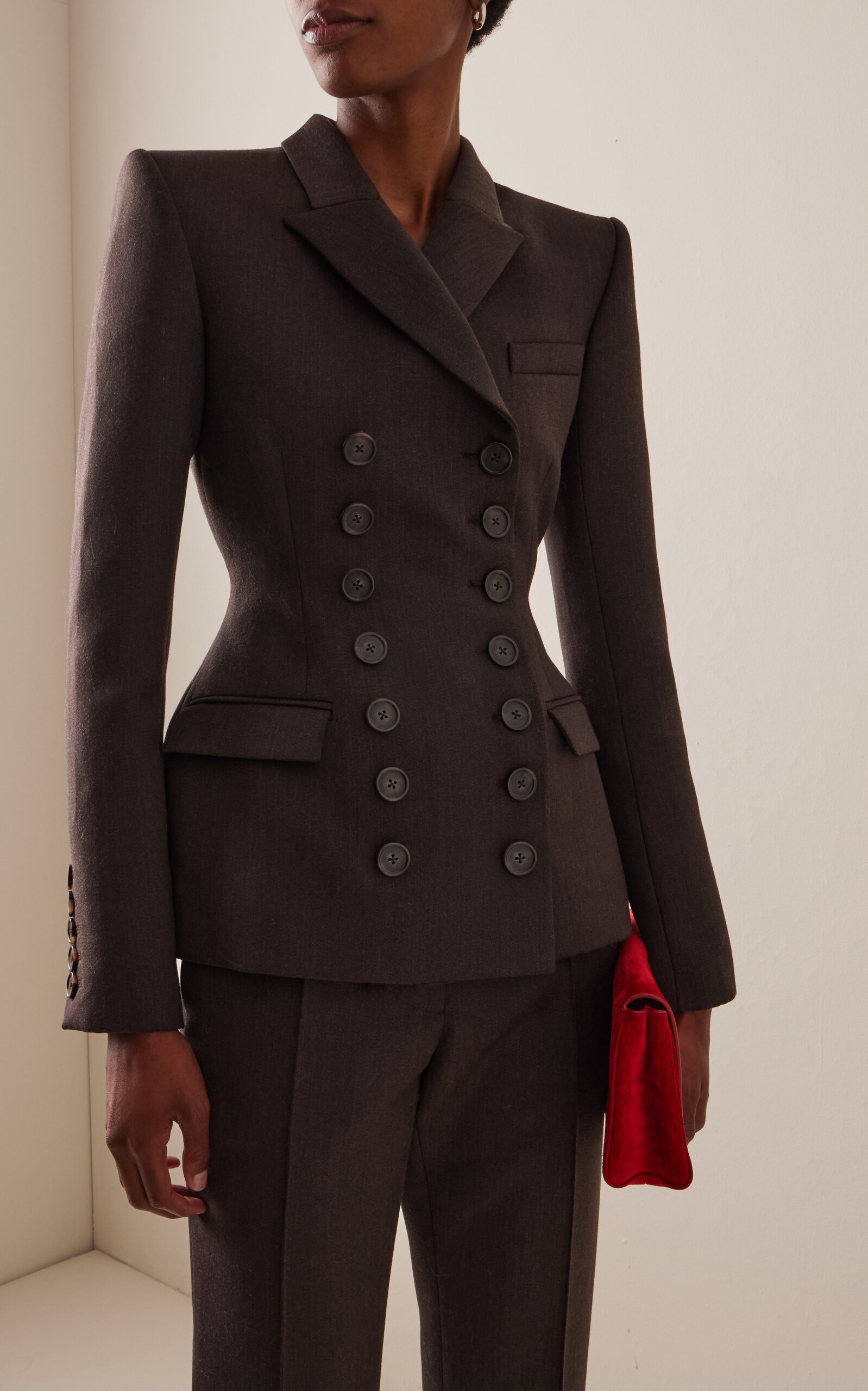 Sculpted Double-Breasted Blazer brown - 2
