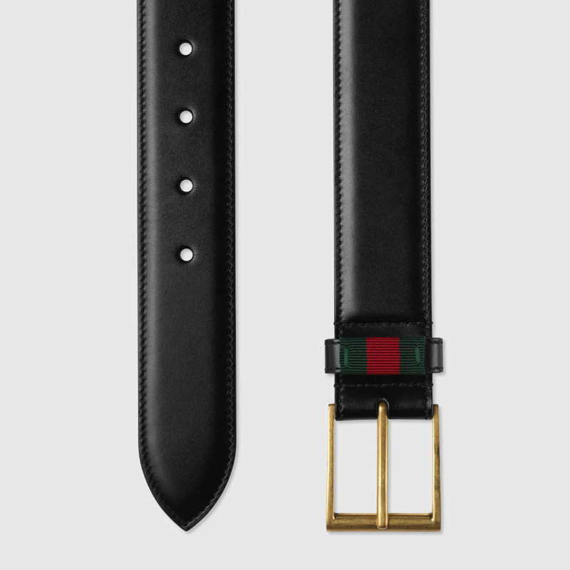 GUCCI Gucci Web Leather Belt outlook