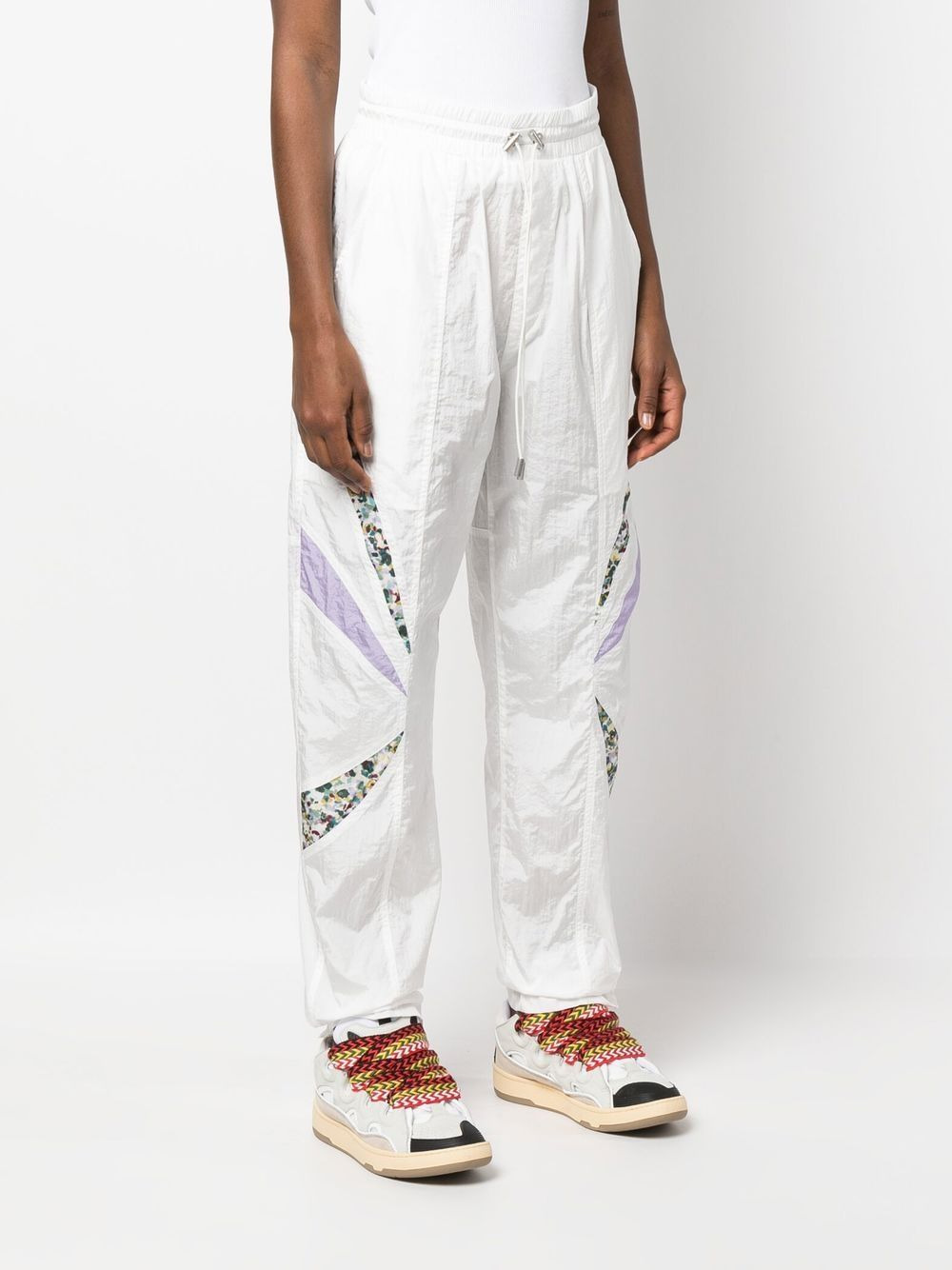 contrast-panel drawstring trousers - 3