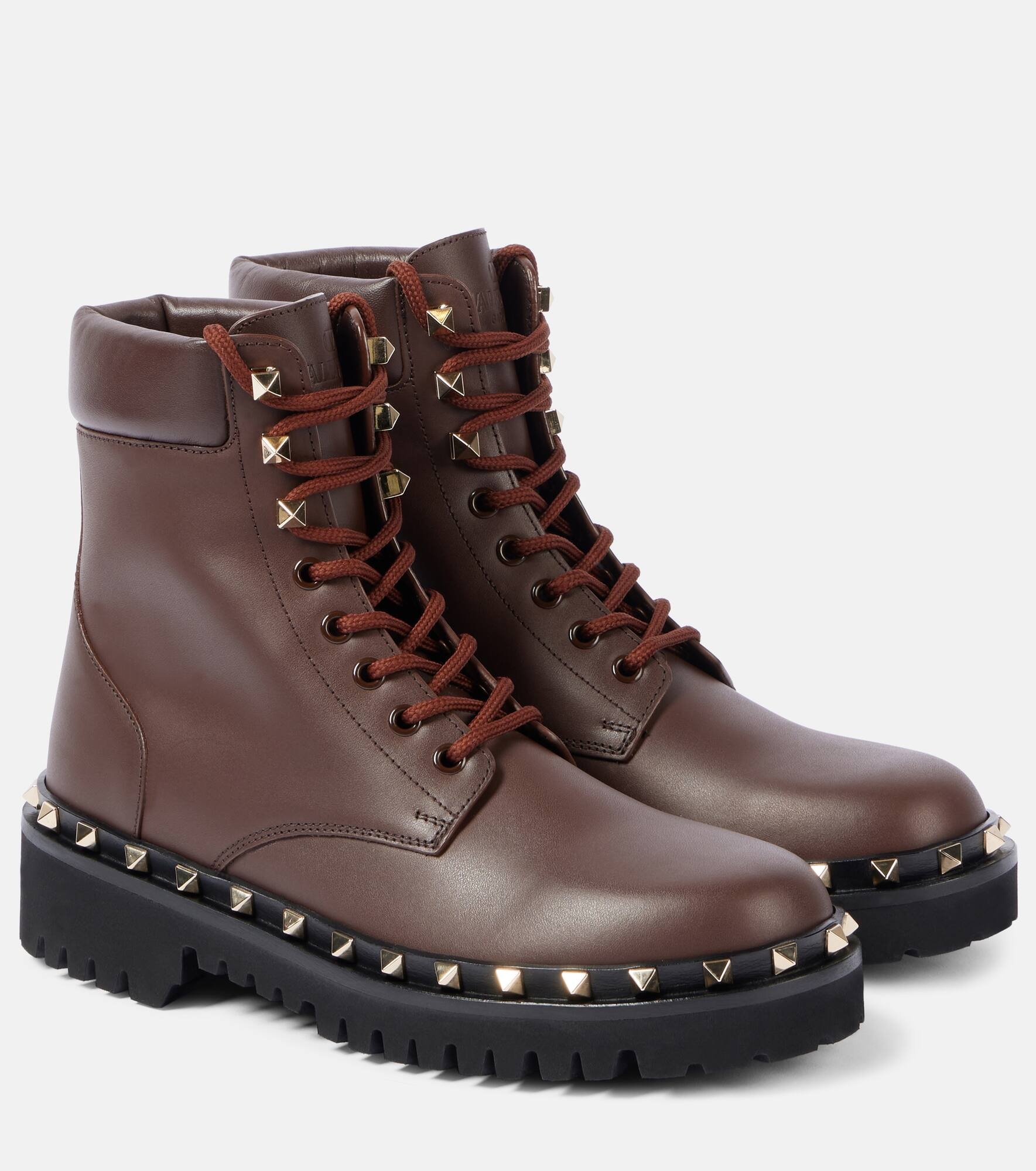 Rockstud leather combat boots - 1