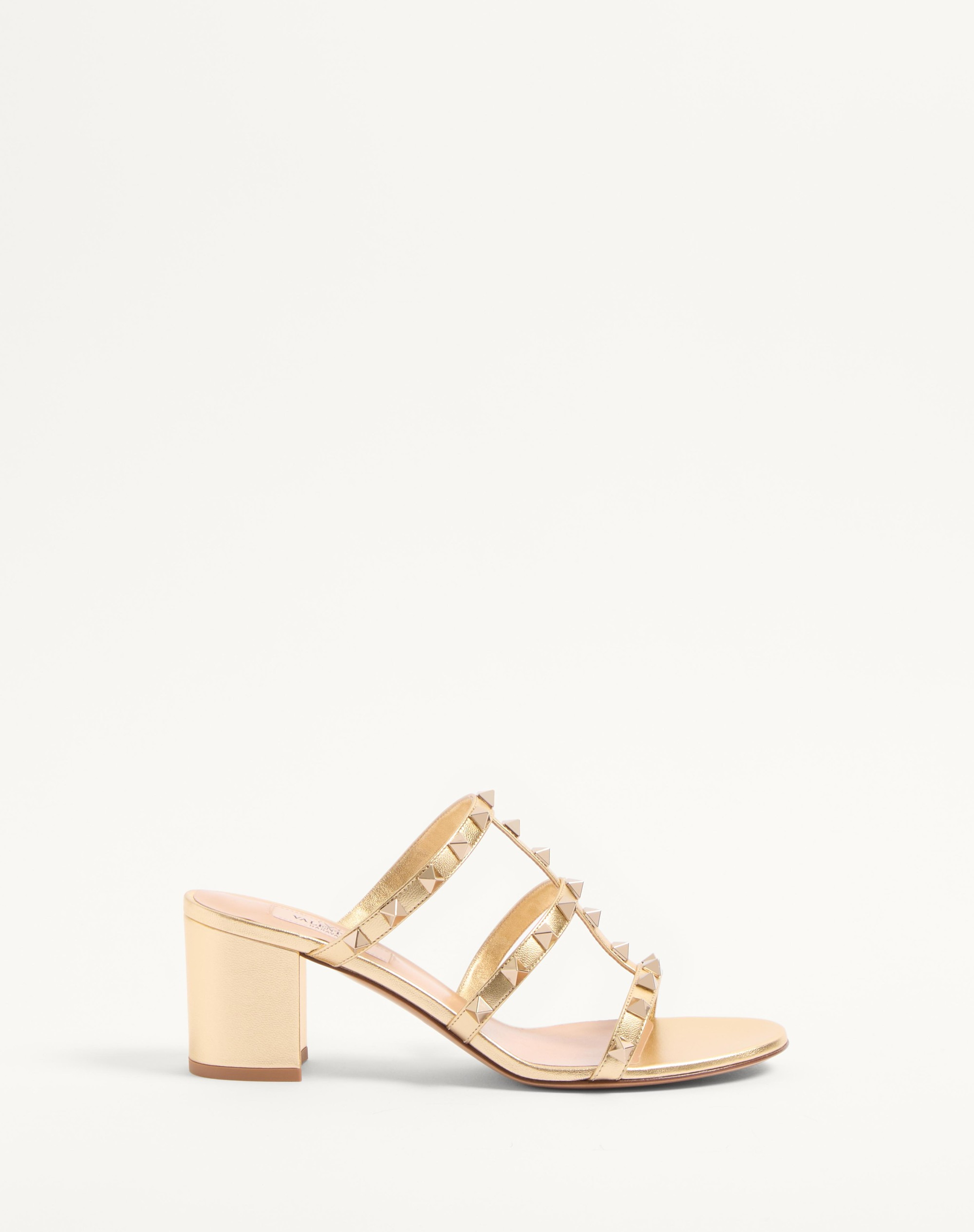 ROCKSTUD SLIDE SANDAL IN LAMINATED NAPPA 60MM - 1