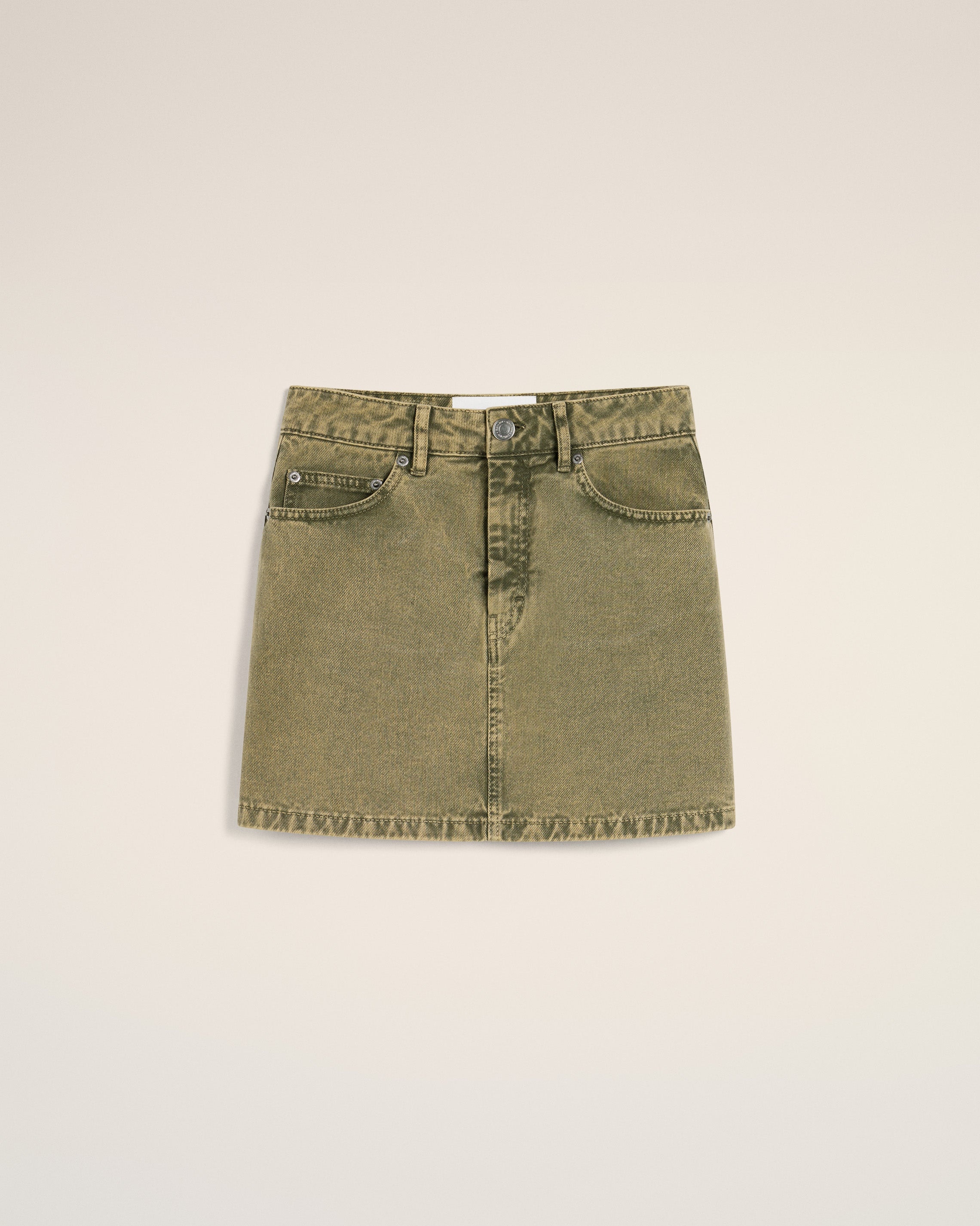 GREEN COTTON MINI SKIRT - 2
