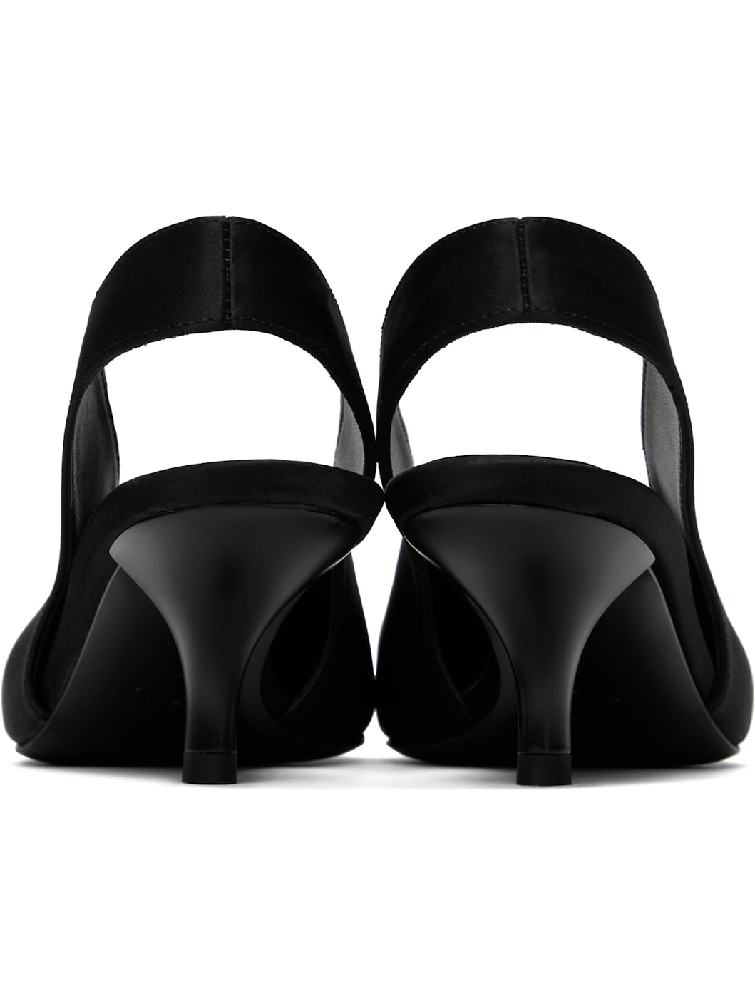 Black Classic Satin Slingback Heels - 2