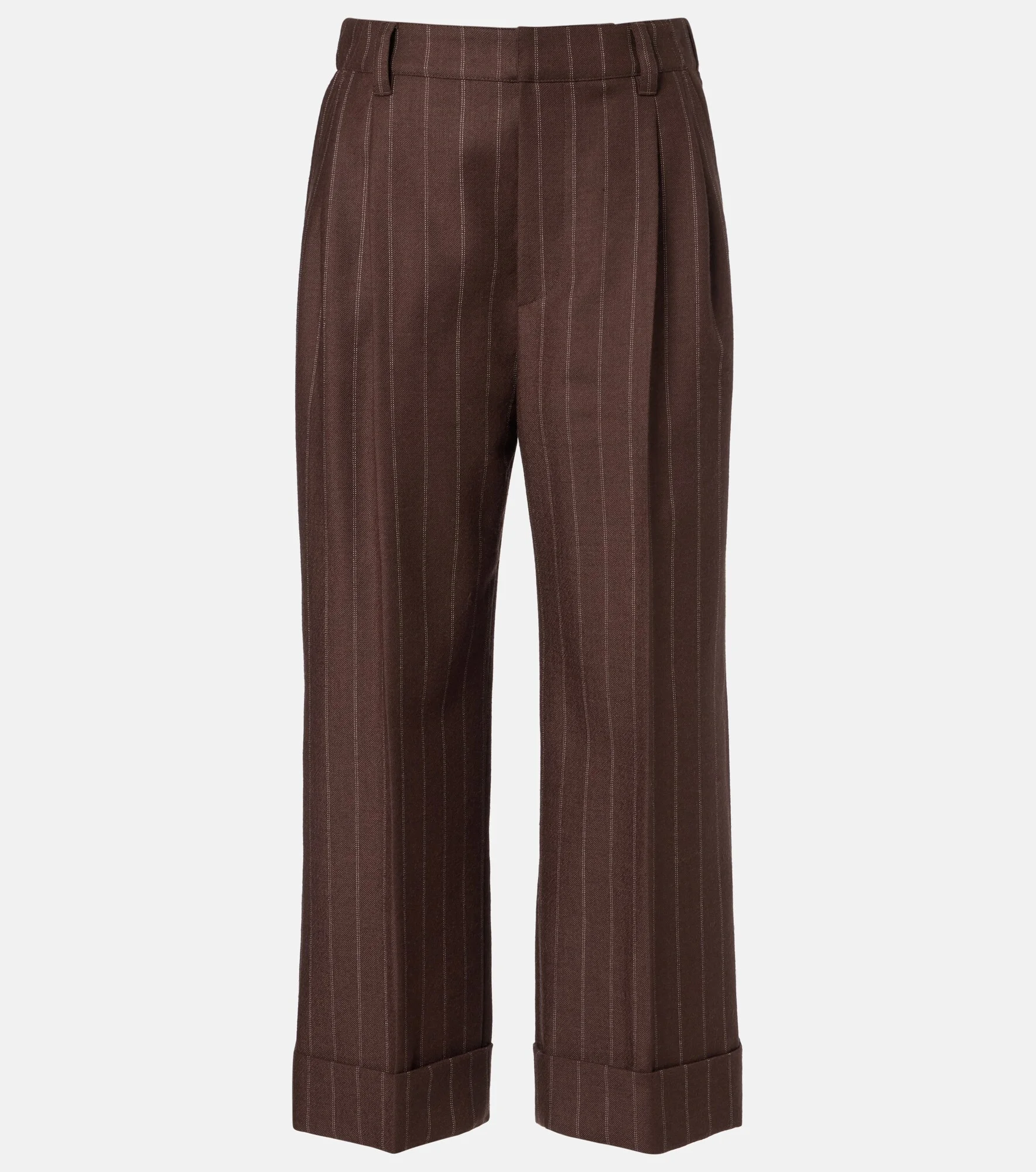 Chalk stripe wool cropped flared pants - 1