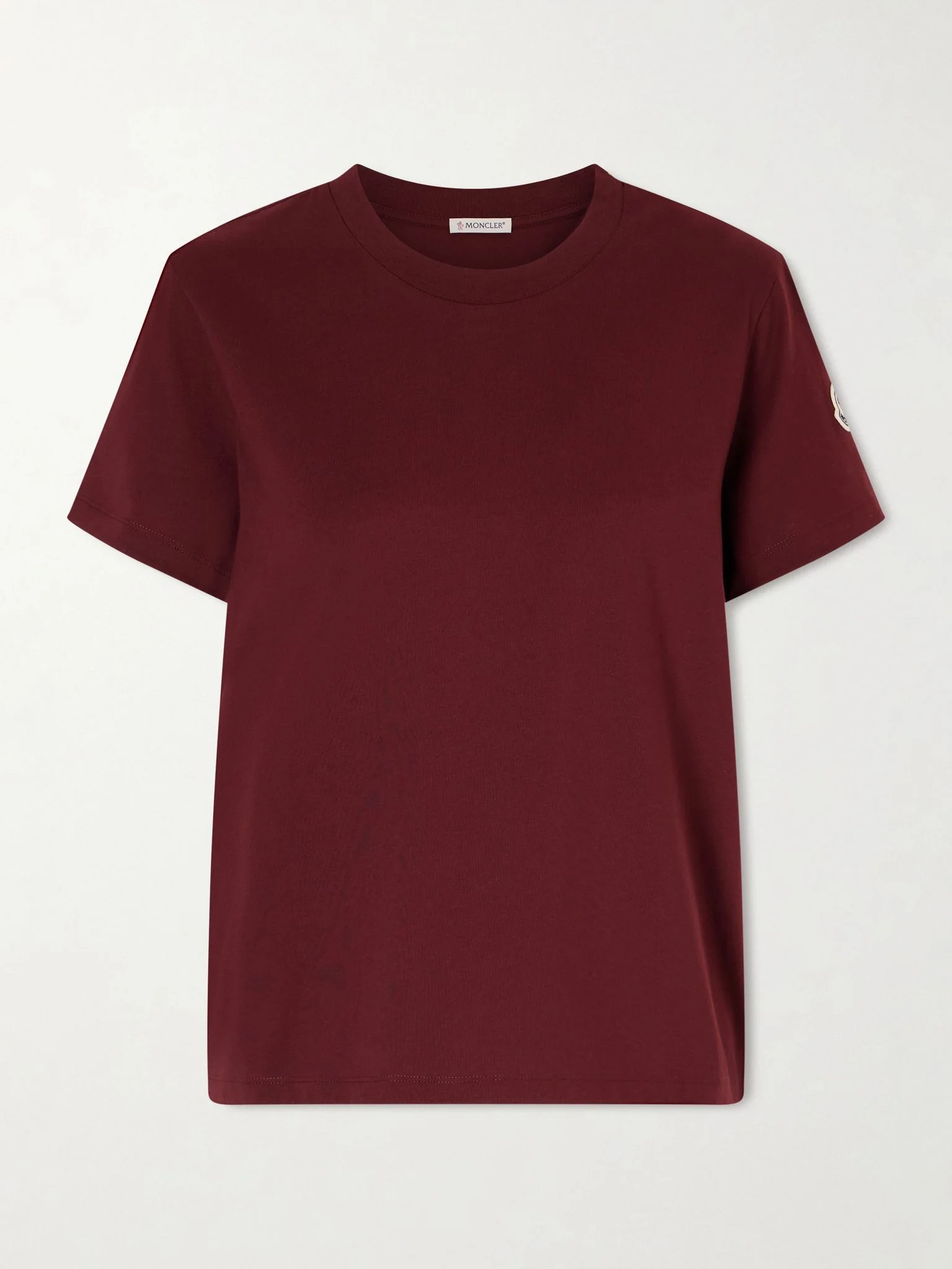 Logo-appliquéd cotton-jersey T-shirt Burgundy - 1