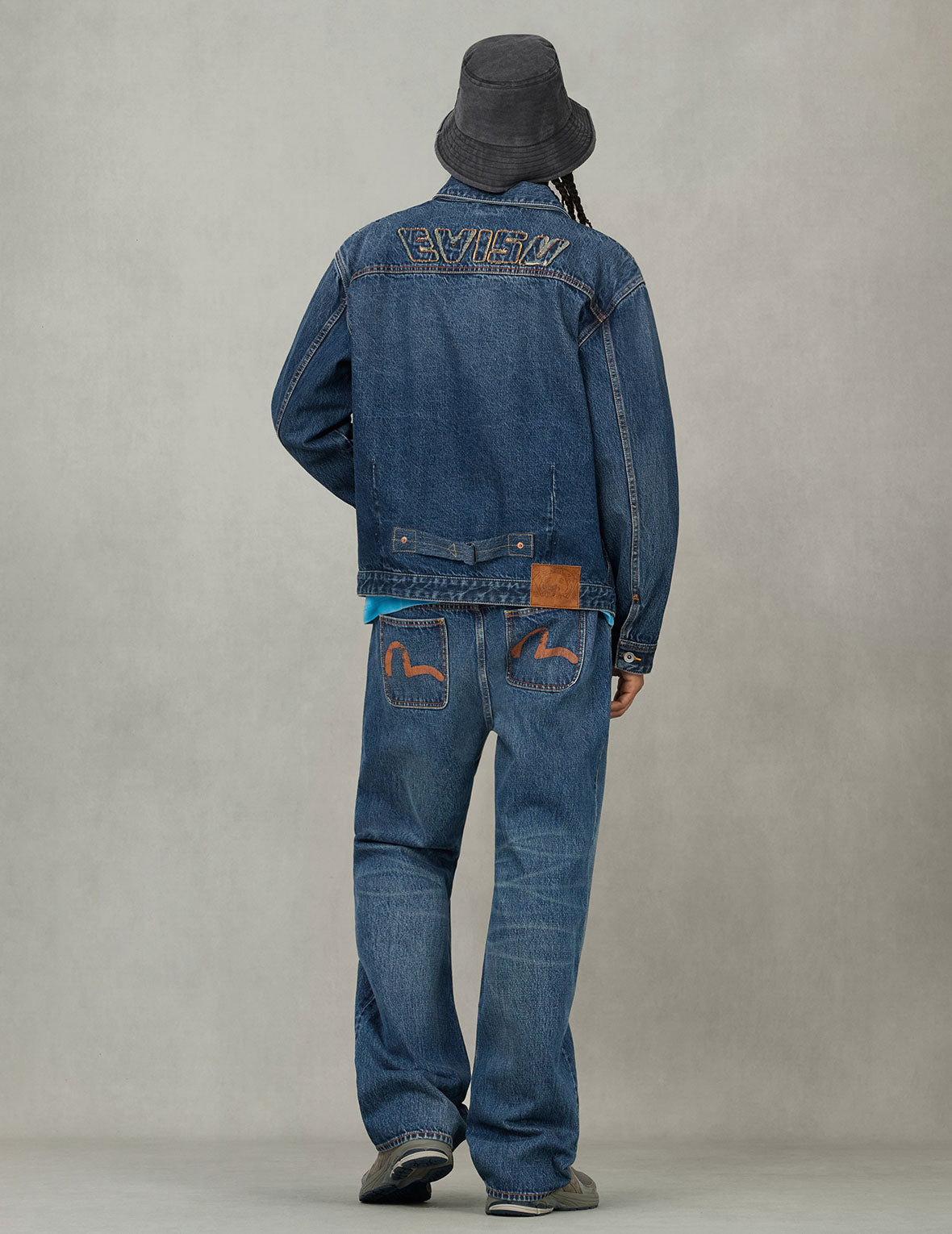 Distressed Seagull Print and Frayed Logo Patch Embroidery Relax Fit Denim Jacket - 6