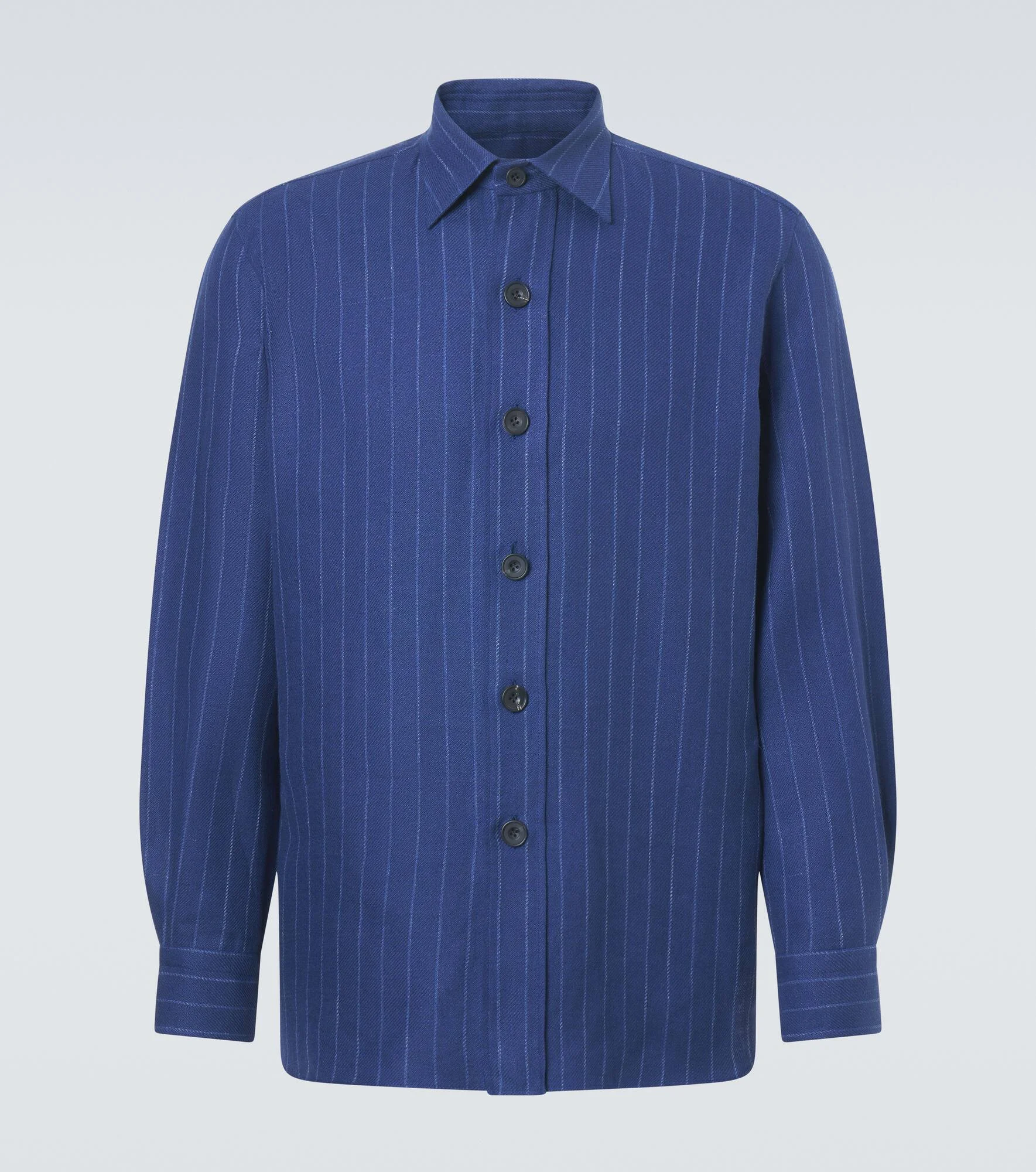 Striped linen and wool shirt - 1