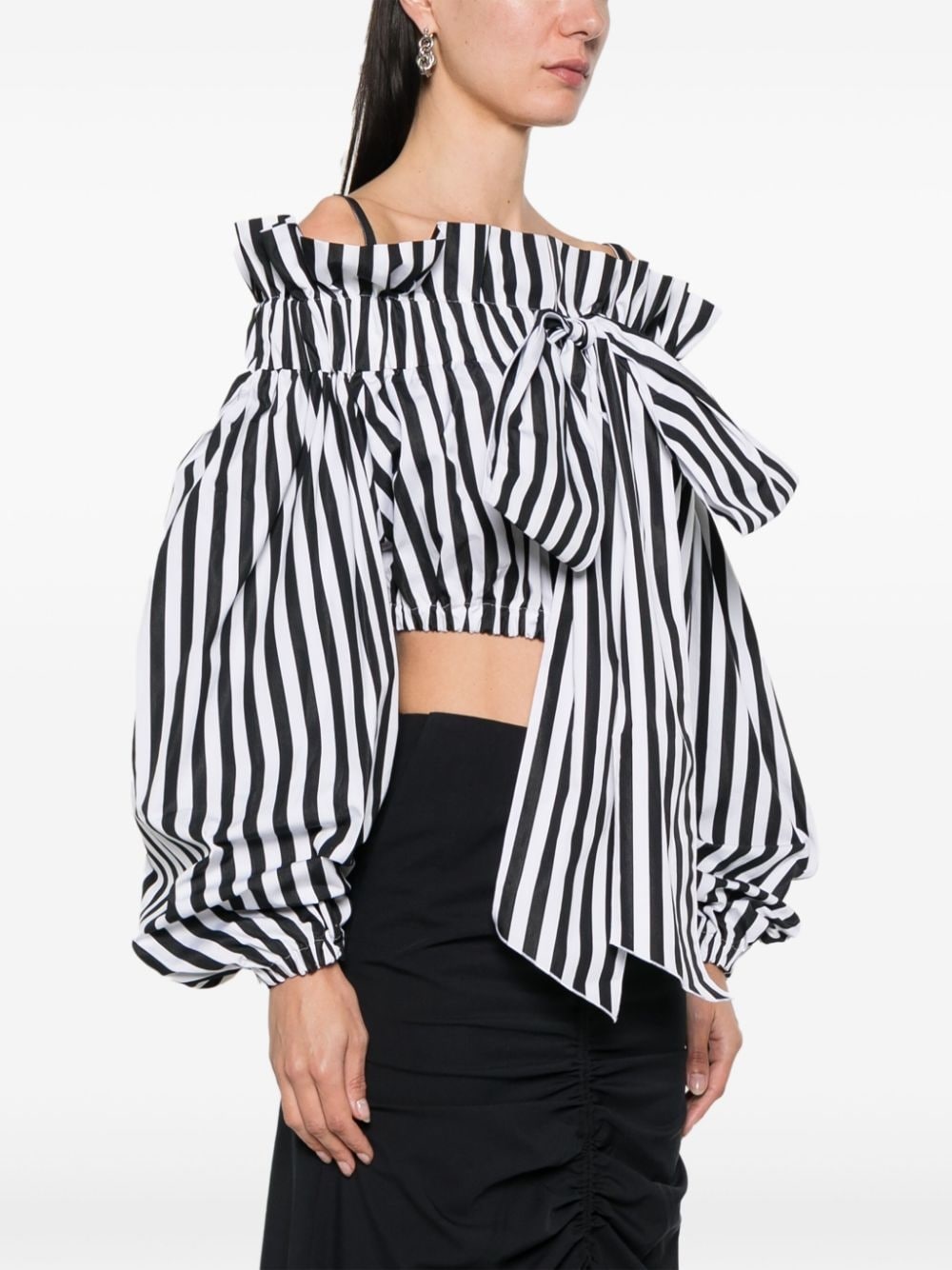 striped cropped blouse - 3