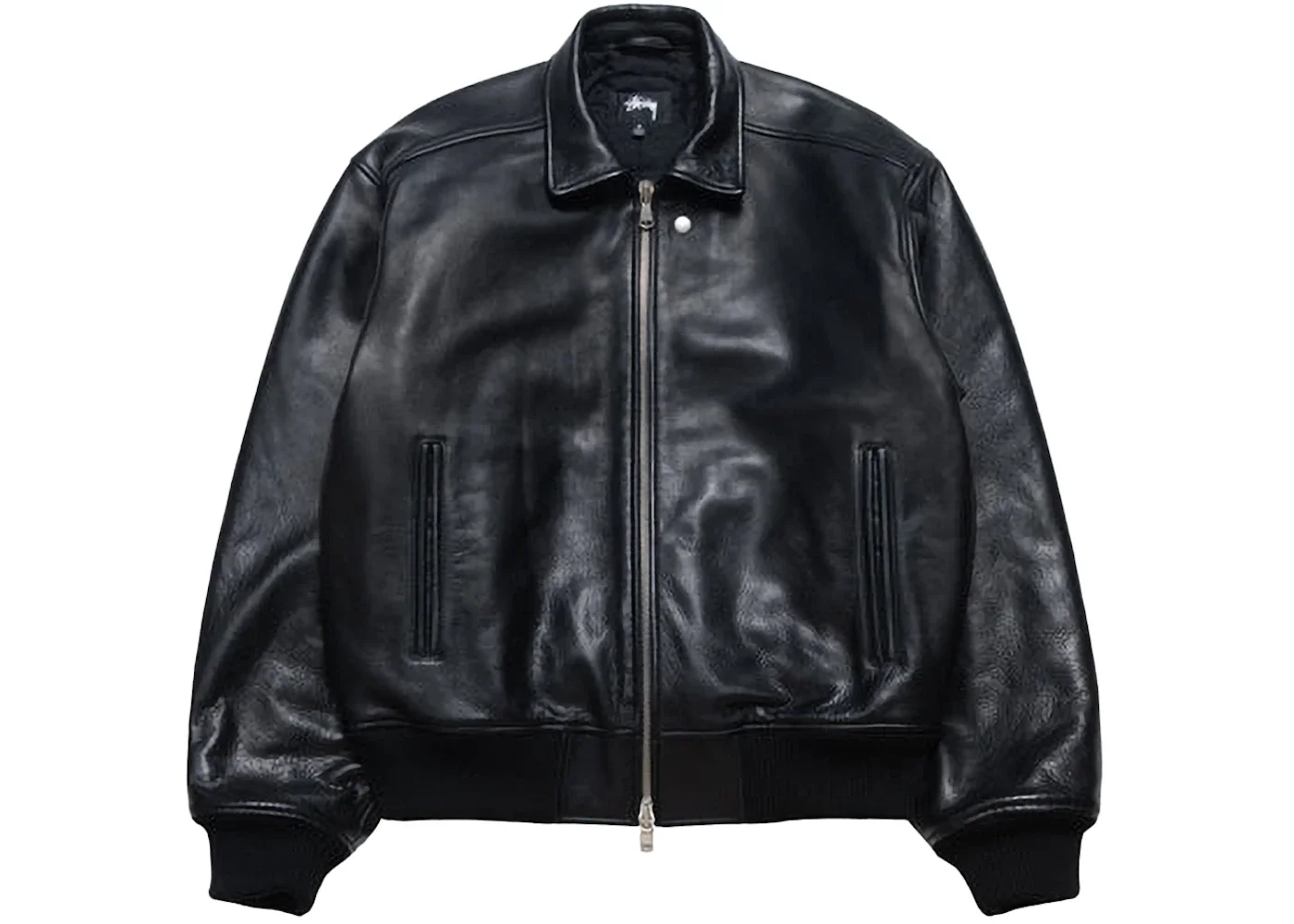 Stussy Leather Flight Jacket Black - 1