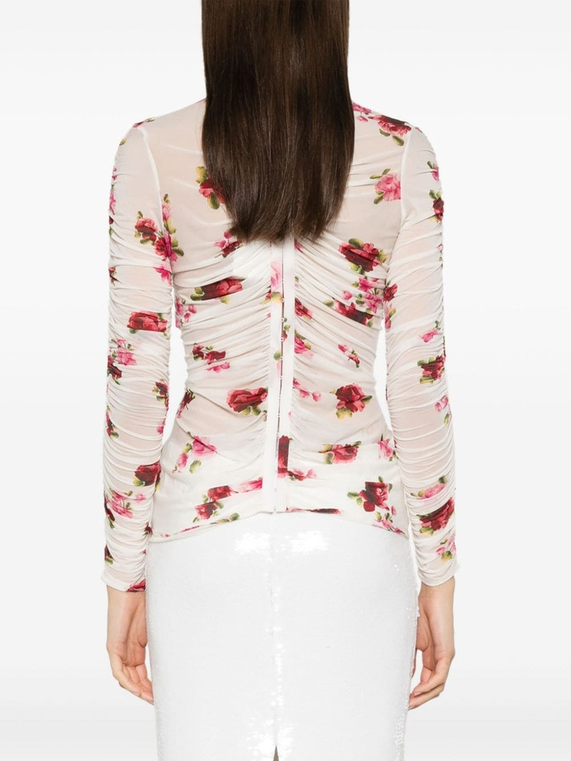 rose-appliqué ruched top 4