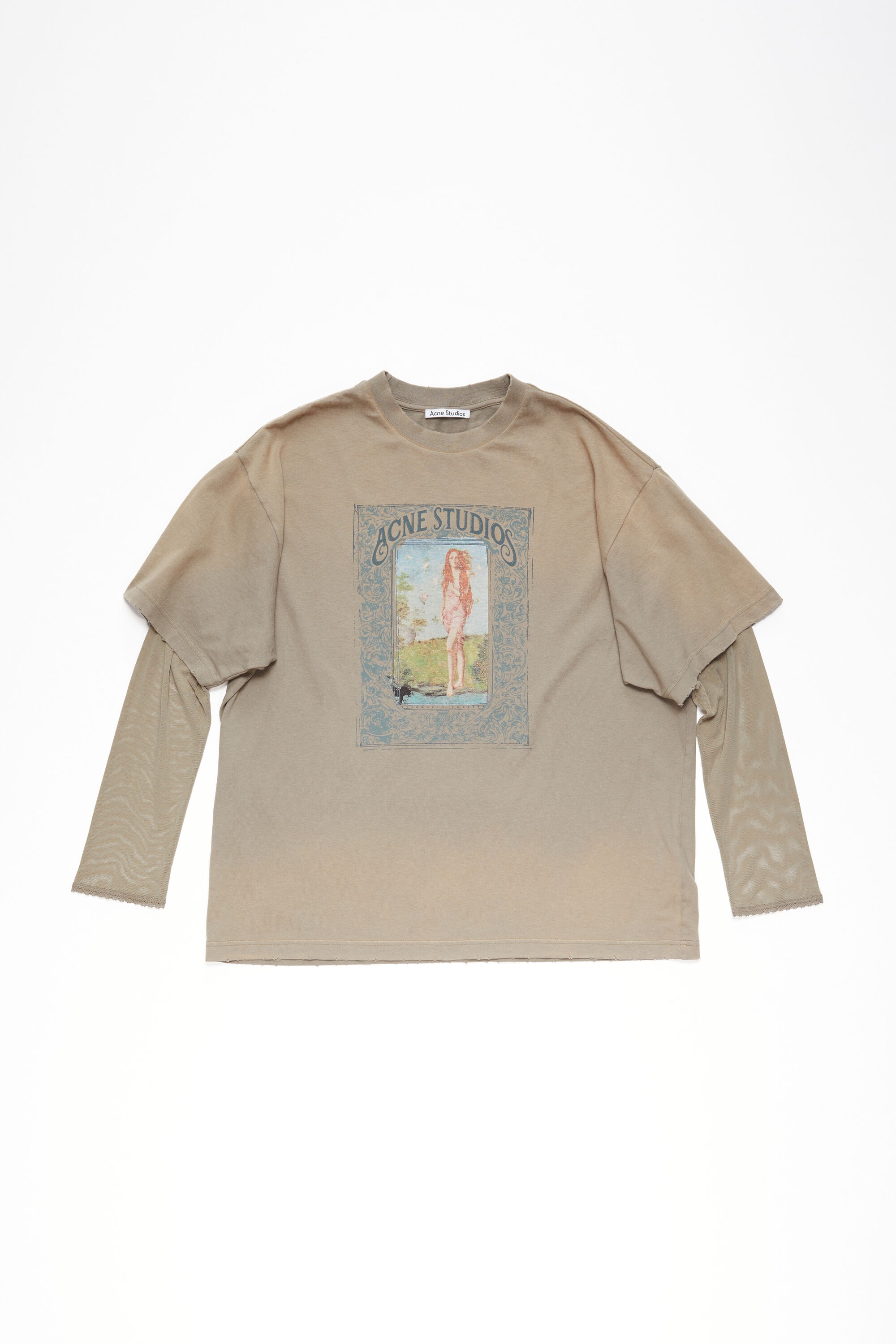 Layered print t-shirt - Mud Brown - 1